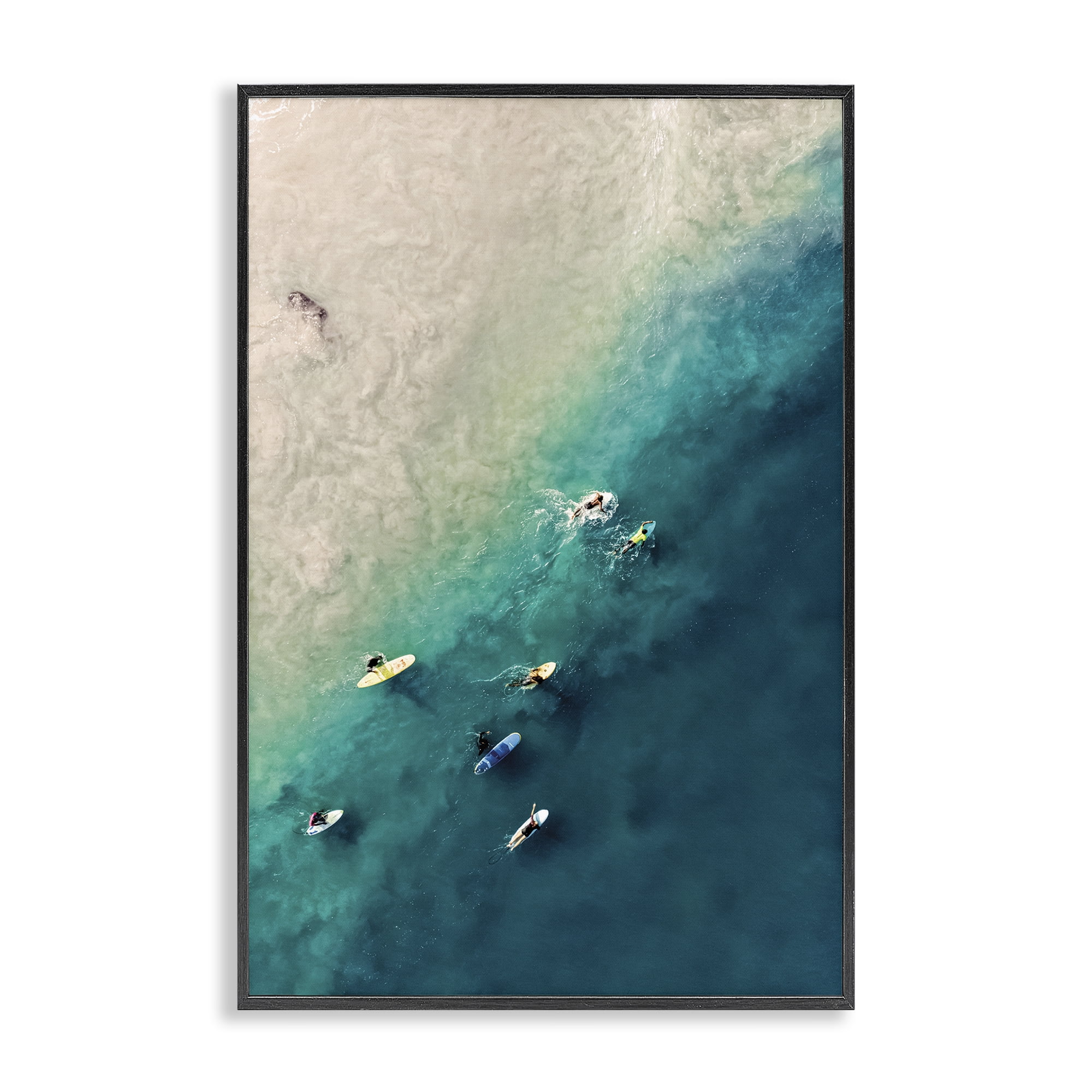Stupell Industries Surfers on Vivid Shore Nautical & Beach Photography Black Framed Art Print Wall Art, 16 x 24