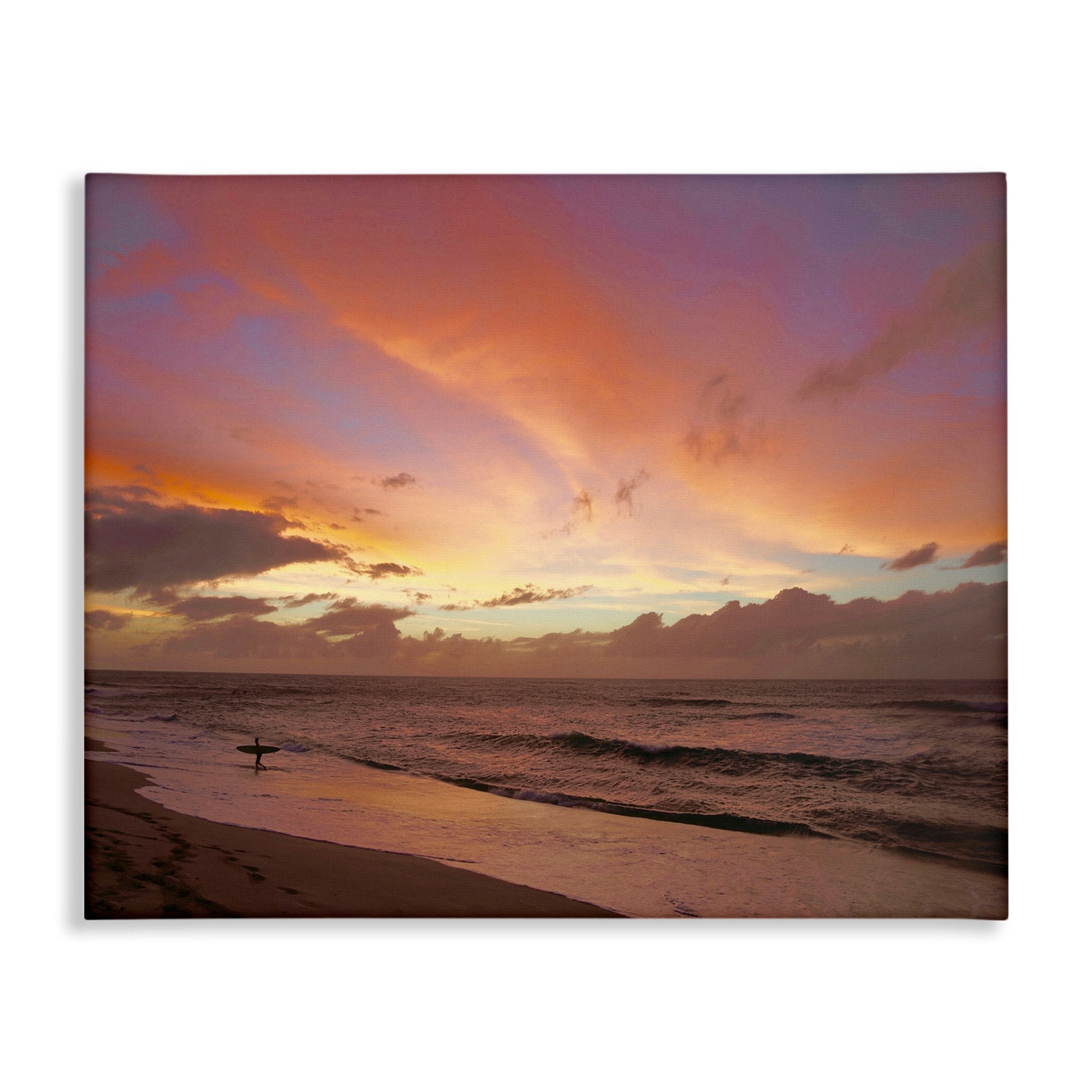 Stupell Industries Surfing Beach Waves Cloudy Sunset Sky Design by Unsplash, 30" x 40"