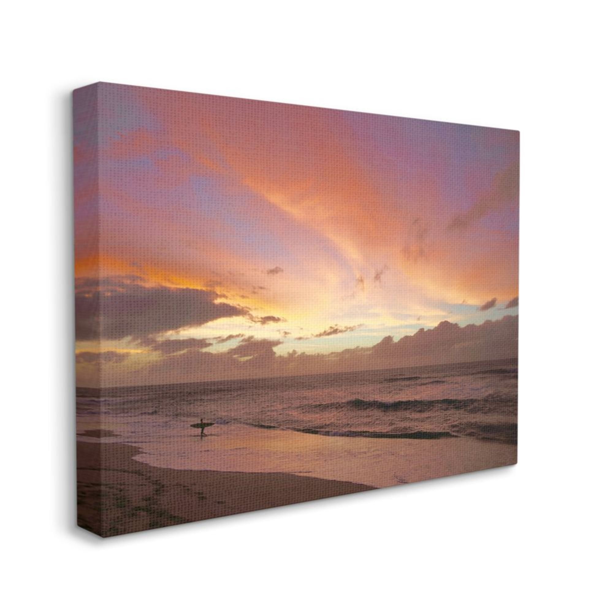 Stupell Industries Surfing Beach Waves Cloudy Sunset Sky Design by Unsplash, 36" x 48"
