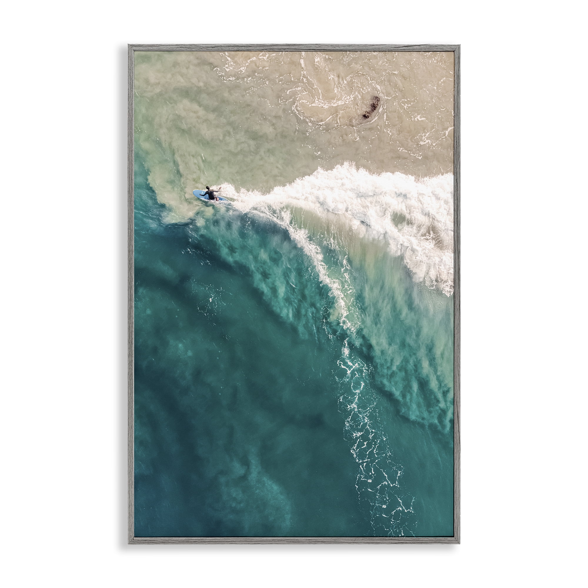 Stupell Industries Surfing Clear Waters Nautical & Beach Photography Gray Framed Art Print Wall Art, 16 x 24