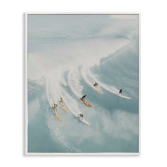 Stupell Industries Surfing Race Seascape People Photography White Framed Art Print Wall Art, 24 x 30