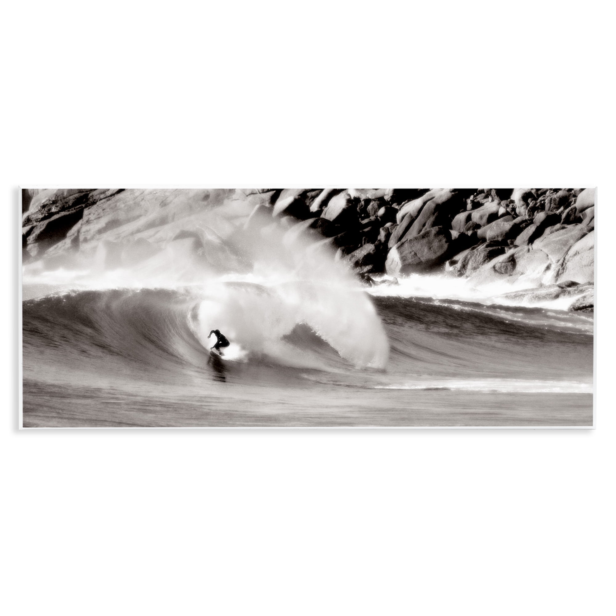 Stupell Industries Surfing Reef Break Coastal Photography Unframed Art Print Wall Art, 17 x 7