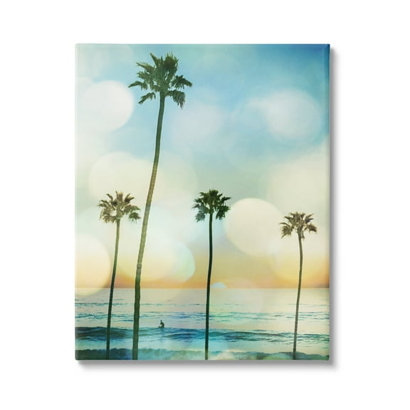 Stupell Industries Surfing Tropical Palms Nature Photography Gallery Wrapped Canvas Print Wall Art, 16 x 20