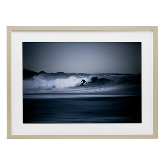 Stupell Industries Surfing Waves Silhouette Birch Framed Print Under Glass design by Thomas Tepstad Berge, 14 x 20