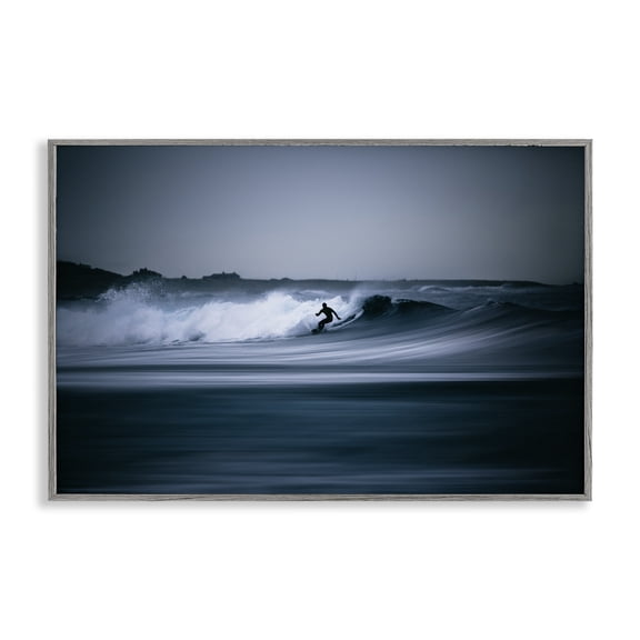 Stupell Industries Surfing Waves Silhouette Gray Framed Giclee Art design by Thomas Tepstad Berge, 20 x 30