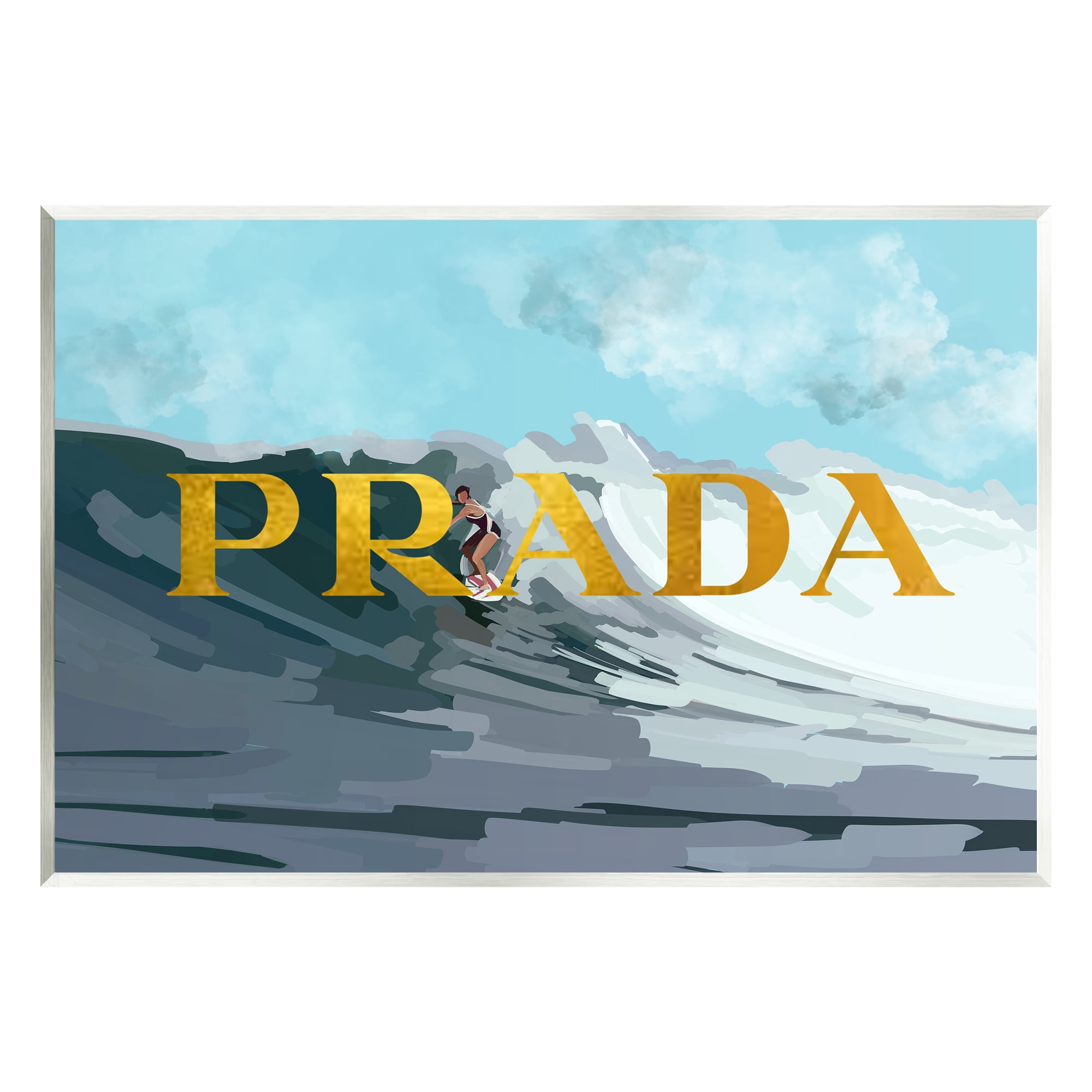Stupell Industries Surfing with Glam Detail Nature Painting Unframed Art Print Wall Art, 15 x 10