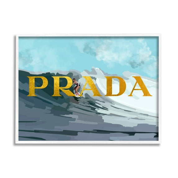 Stupell Industries Surfing with Glam Detail Nature Painting White Framed Art Print Wall Art, 20 x 16