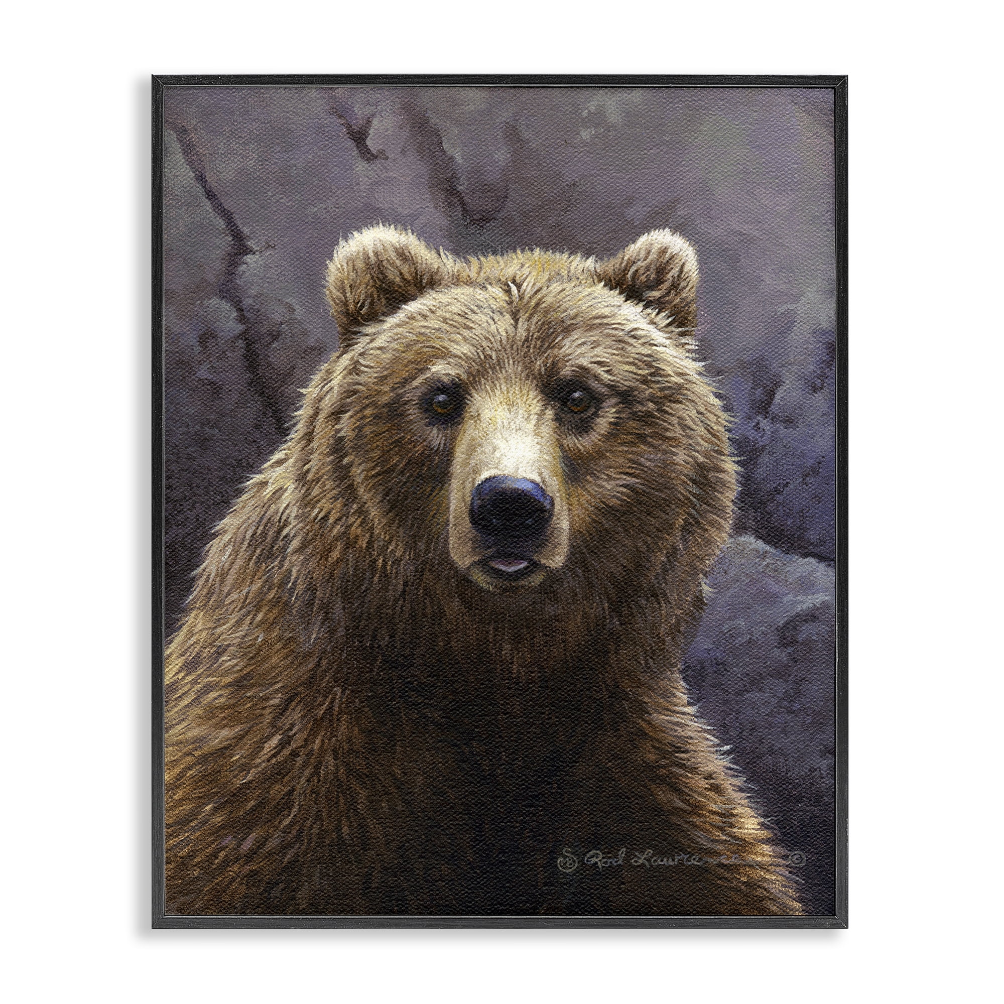 Stupell Industries Surprised Bear Portrait Animals Painting Black Framed Art Print Wall Art, 24 x 30