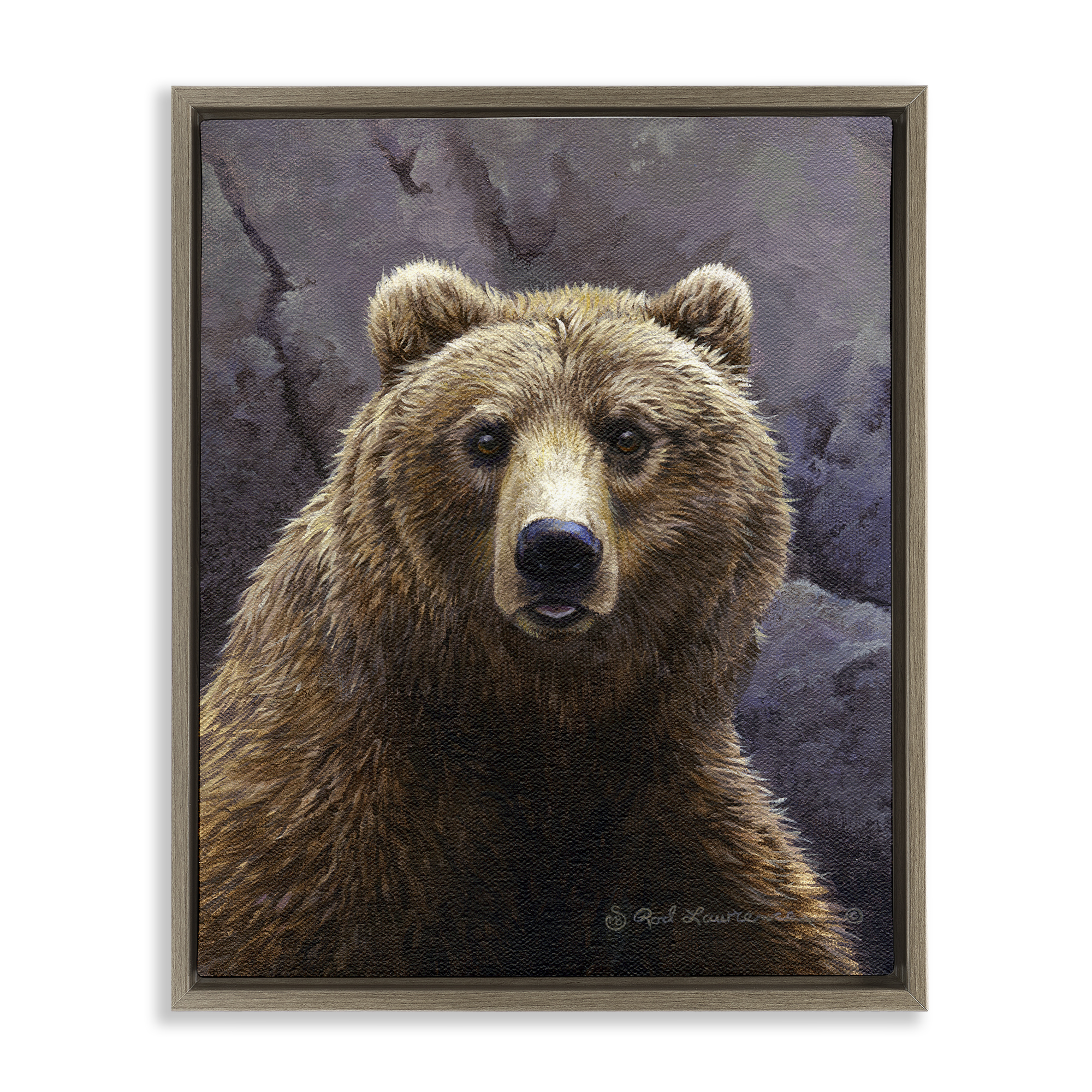 Stupell Industries Surprised Bear Portrait Animals Painting Brown Floater Framed Canvas Art Print Wall Art, 25 x 31