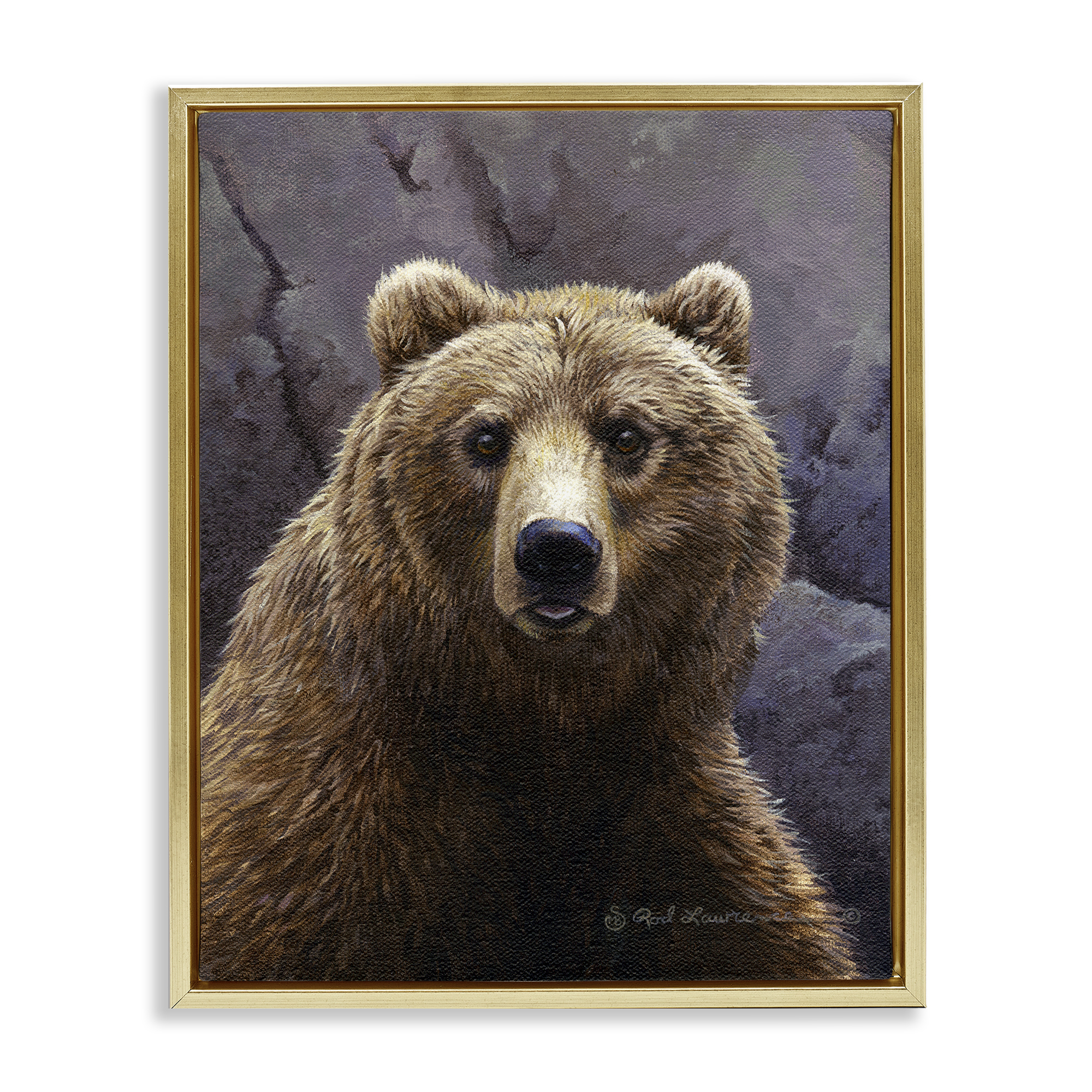 Stupell Industries Surprised Bear Portrait Animals Painting Gold Floater Framed Canvas Art Print Wall Art, 25 x 31