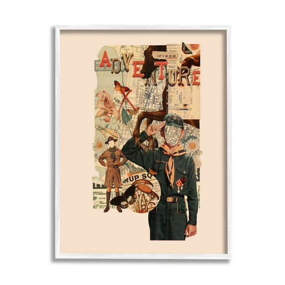 Stupell Industries Surreal Adventure Botanical Collage Graphic Art White Framed Art Print Wall Art, Design by Matheus Lopes Castro