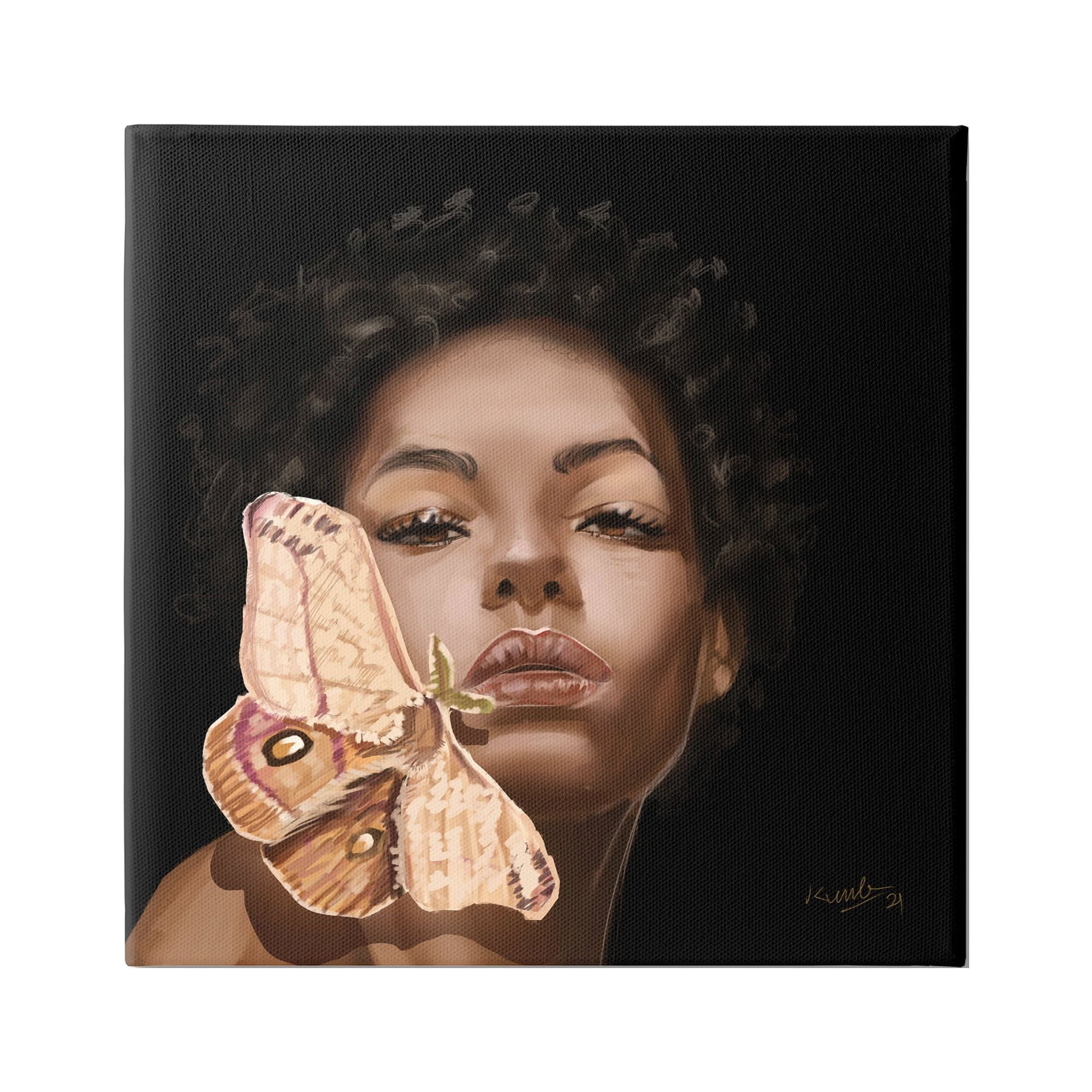 Stupell Industries Surreal African Female Portrait Butterfly Insect Wood Nymph,30 x 30, Design by Adekunle Adeleke