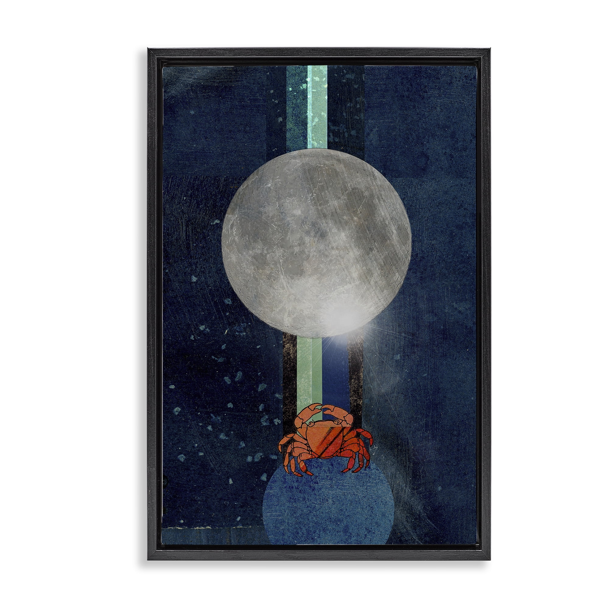 Stupell Industries Surreal Crab Outer Space Animals & Insects Painting Black Floater Framed Canvas Art Print Wall Art, 21 x 31