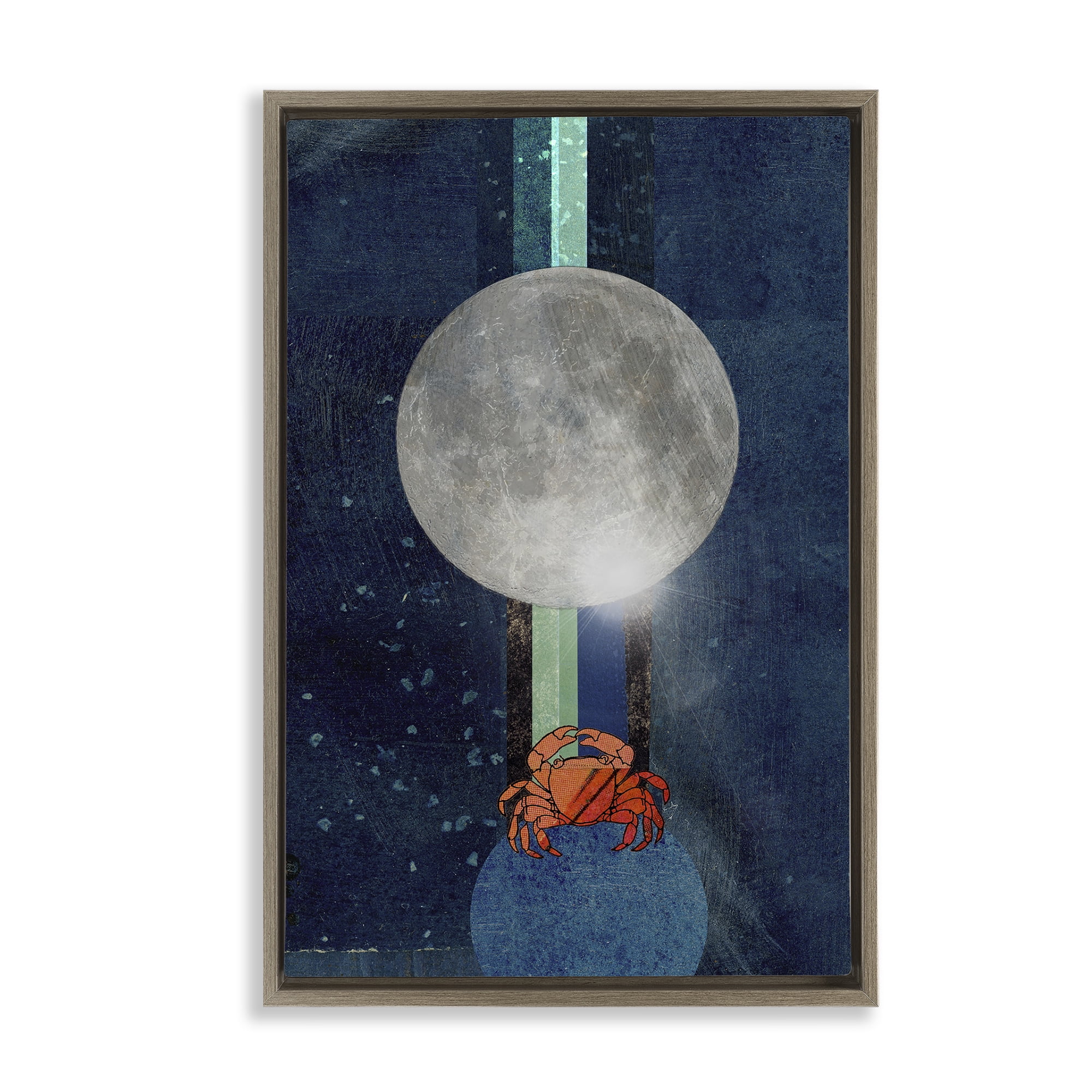 Stupell Industries Surreal Crab Outer Space Animals & Insects Painting Brown Floater Framed Canvas Art Print Wall Art, 17 x 25