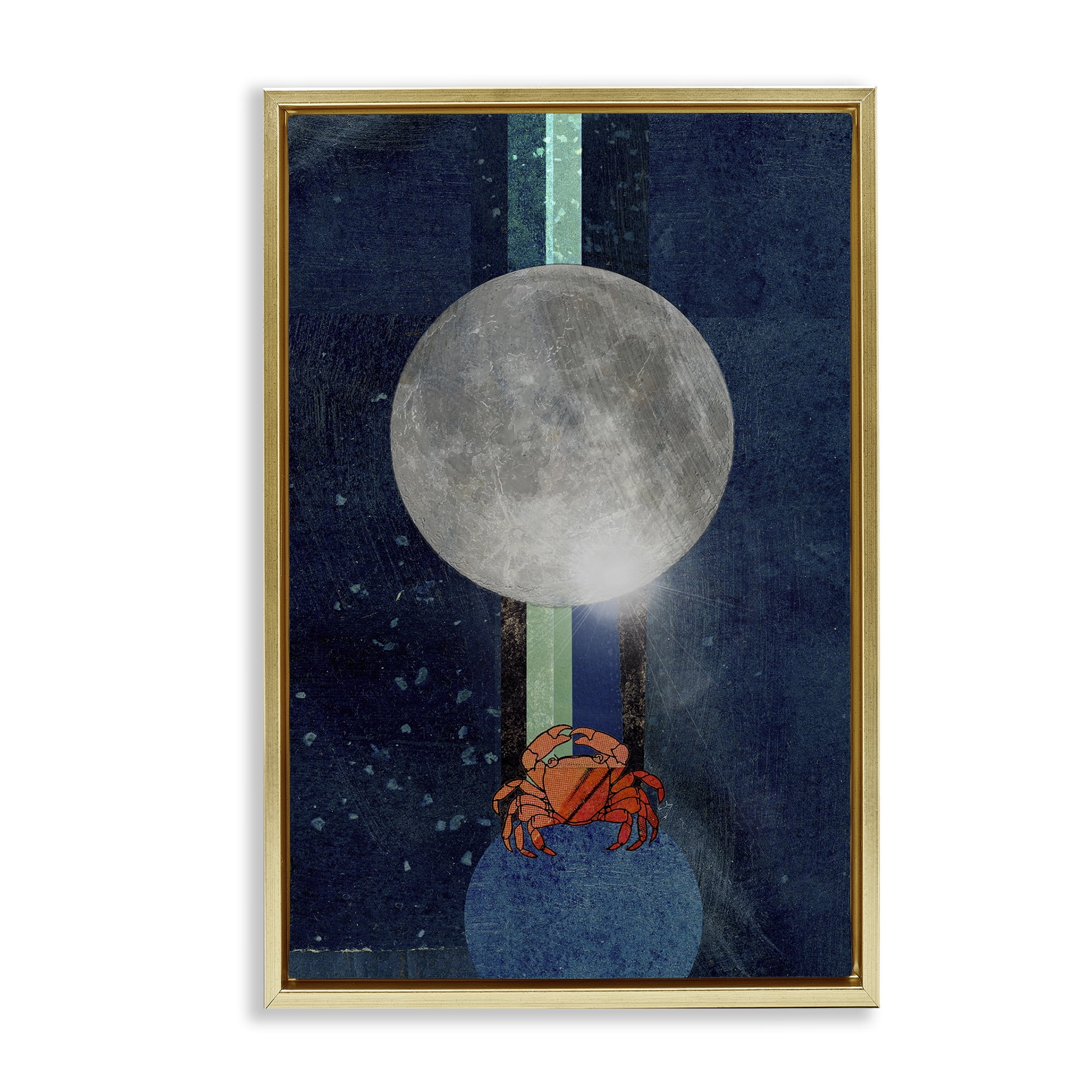 Stupell Industries Surreal Crab Outer Space Animals & Insects Painting Gold Floater Framed Canvas Art Print Wall Art, 21 x 31