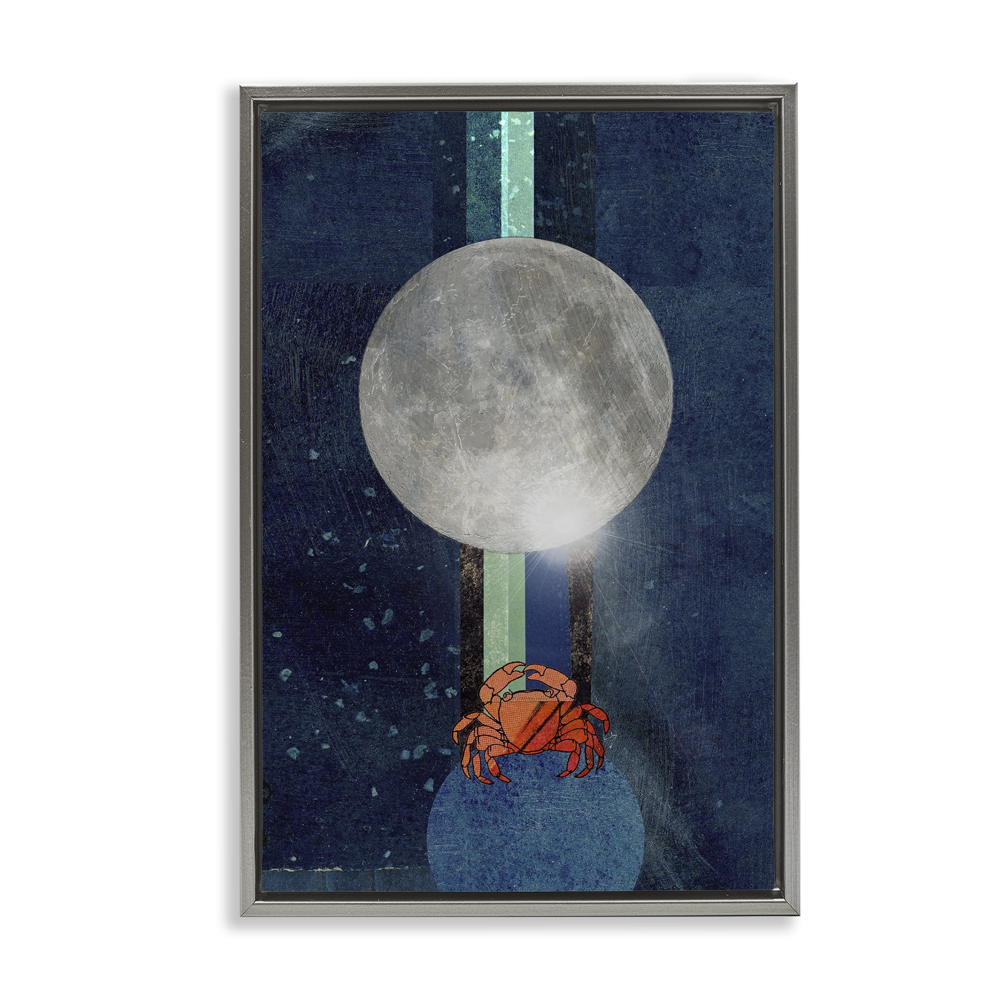 Stupell Industries Surreal Crab Outer Space Animals & Insects Painting Gray Floater Framed Canvas Art Print Wall Art, 21 x 31