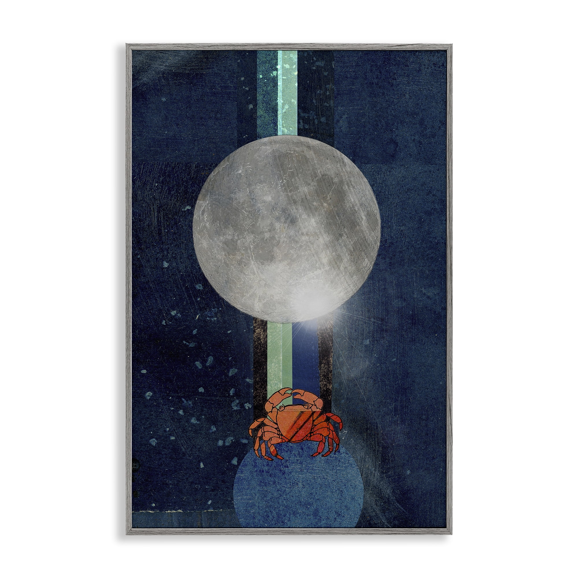 Stupell Industries Surreal Crab Outer Space Animals & Insects Painting Gray Framed Art Print Wall Art, 12 x 18