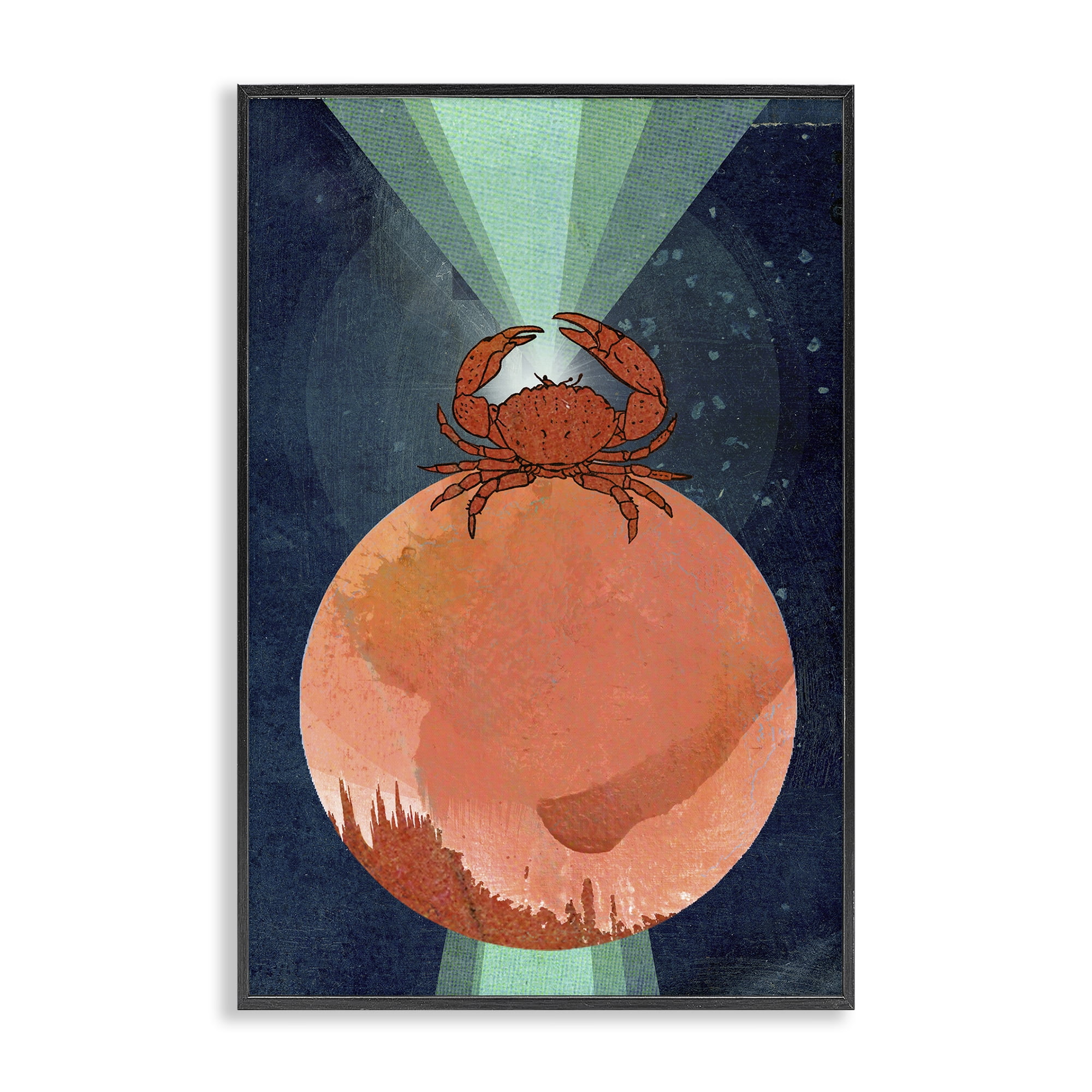 Stupell Industries Surreal Crab on Sphere Animals & Insects Painting Black Framed Art Print Wall Art, 12 x 18