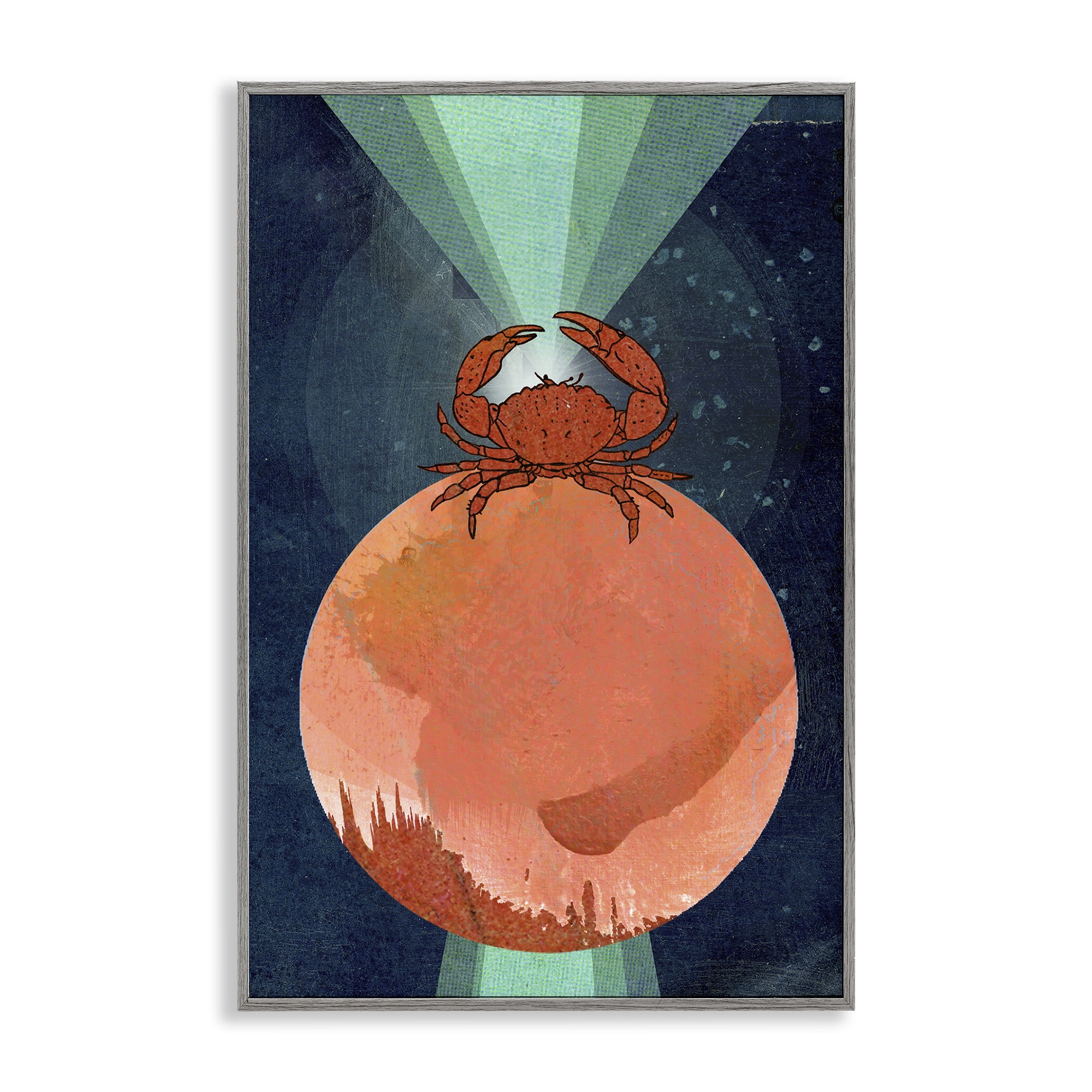 Stupell Industries Surreal Crab on Sphere Animals & Insects Painting Gray Framed Art Print Wall Art, 20 x 30
