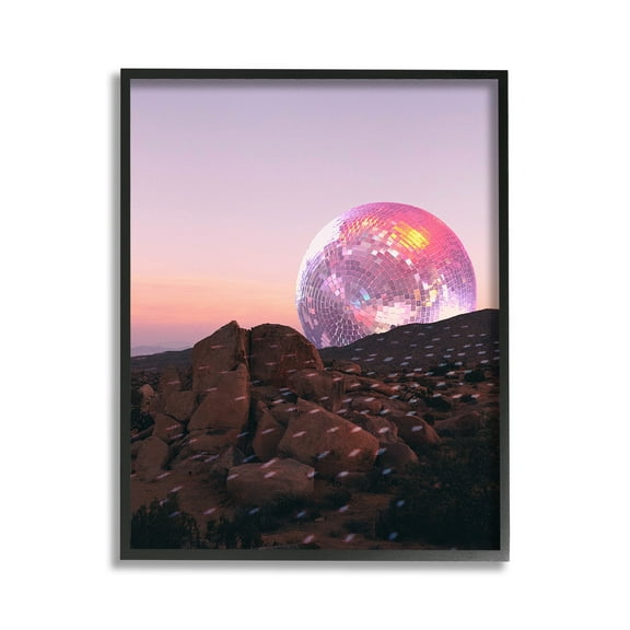 Stupell Industries Surreal Disco Landscape Landscape Painting Black Framed Art Print Wall Art, 11 x 14