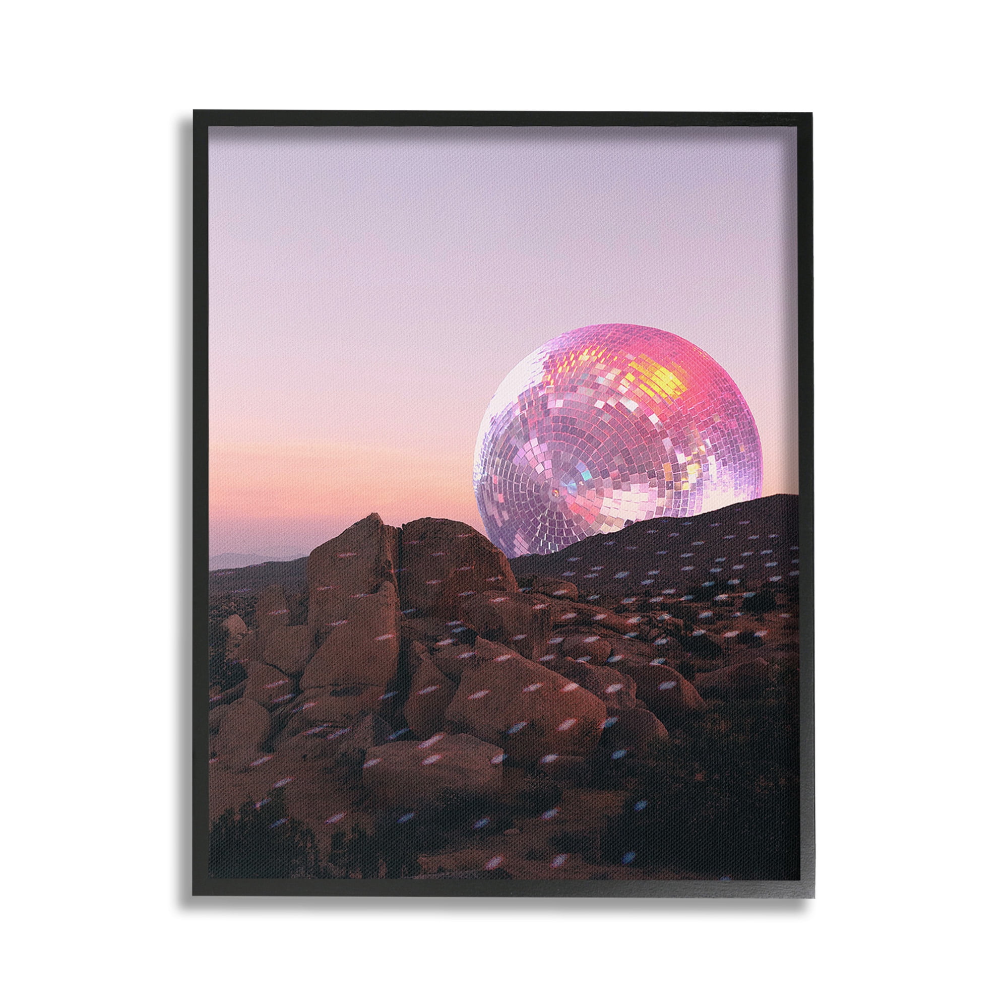 Stupell Industries Surreal Disco Landscape Landscape Painting Black Framed Art Print Wall Art, 24 x 30