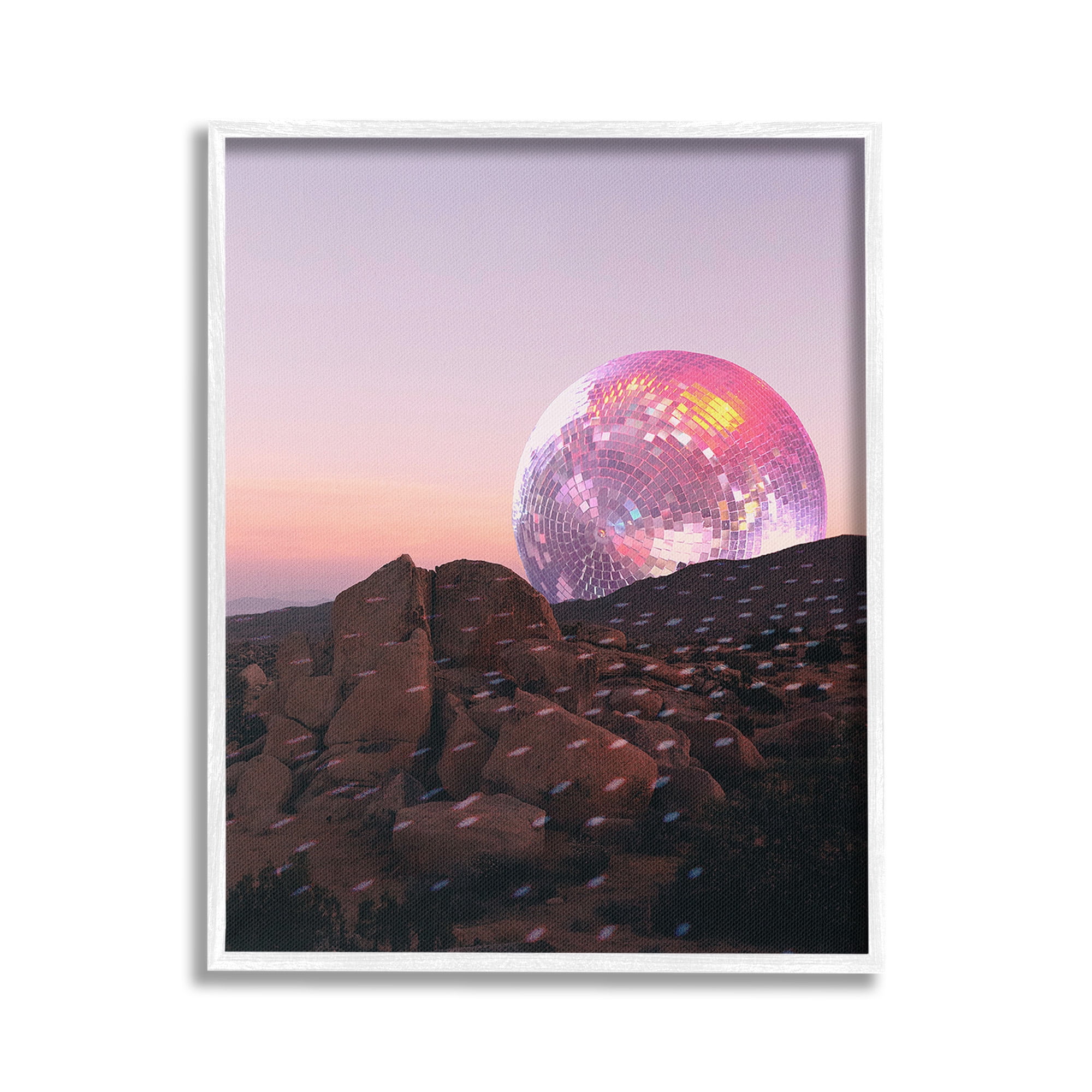 Stupell Industries Surreal Disco Landscape Landscape Painting White Framed Art Print Wall Art, 24 x 30