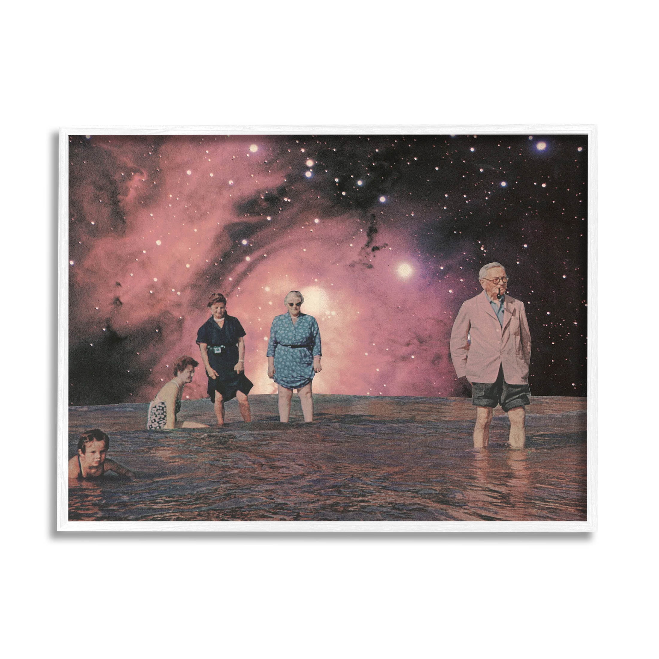 Stupell Industries Surreal Family Vivid Galaxy Planet Graphic Art White Framed Art Print Wall Art, Design by Matheus Lopes Castro