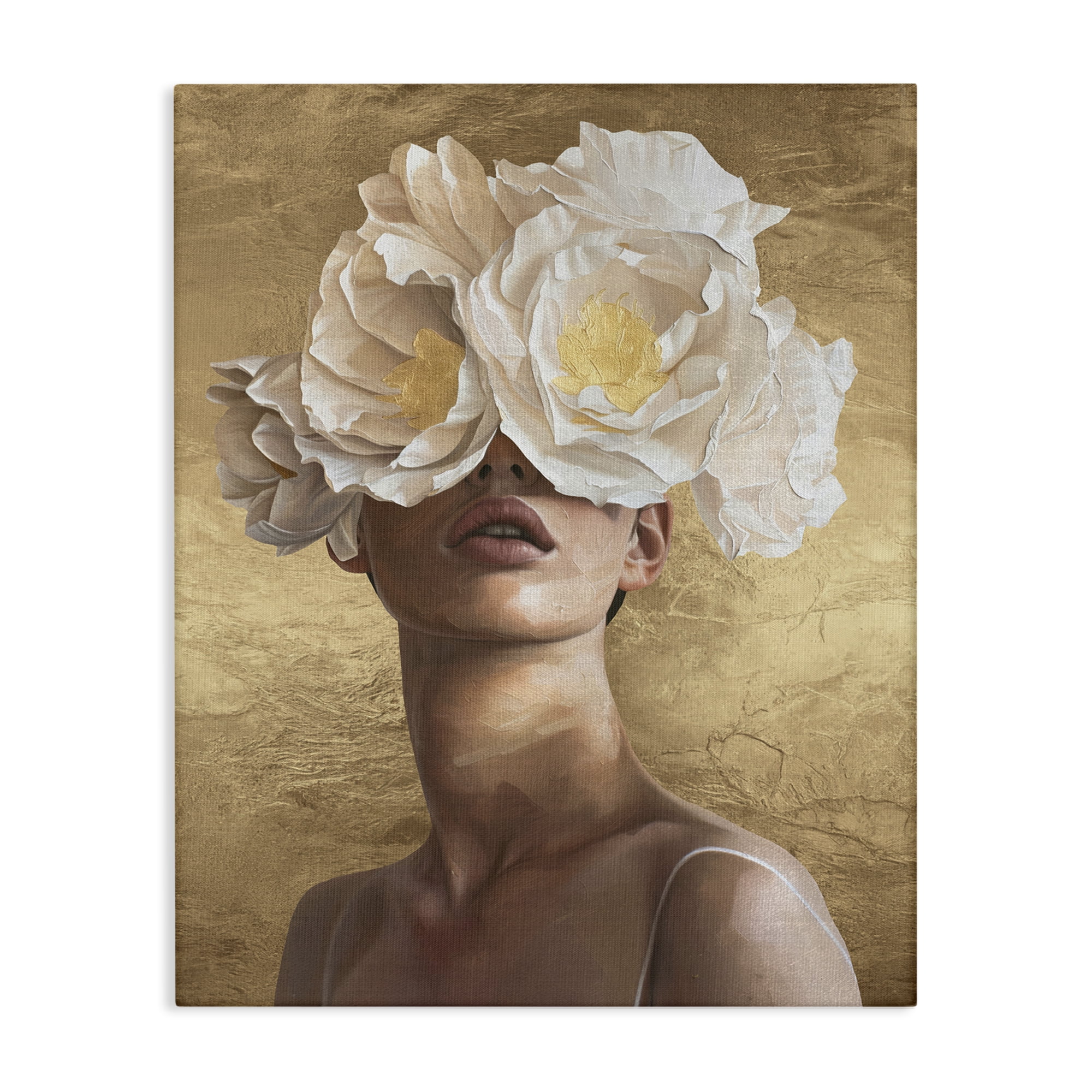 Stupell Industries Surreal Flower Lady People Painting Wrapped Canvas Art Print Wall Art, 24 x 30