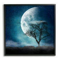 Stupell Industries Surreal Full Moon Tree Silhouette Landscape Painting Black Framed Art Print Wall Art
