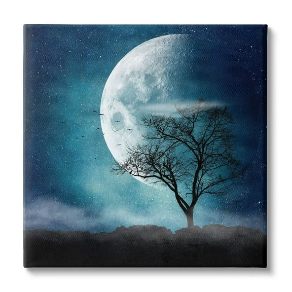 Stupell Industries Surreal Full Moon Tree Silhouette Landscape Painting Gallery Wrapped Canvas Print Wall Art