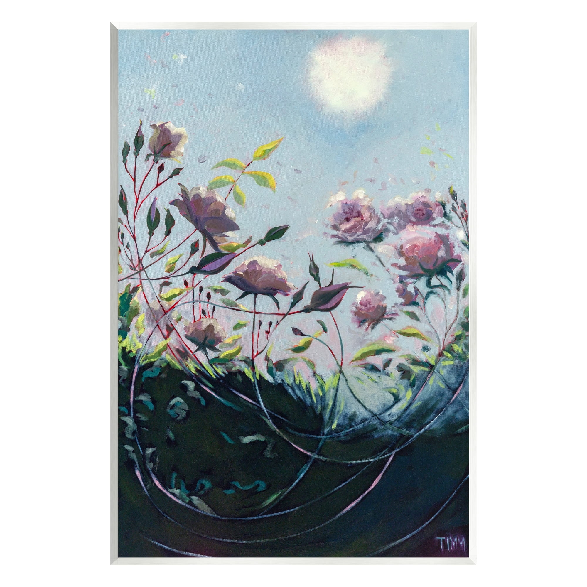 Stupell Industries Surreal Intertwining Flower Stems Modern Sky Landscape Painting Unframed Art Print Wall Art, Design by Lisa Timmerman