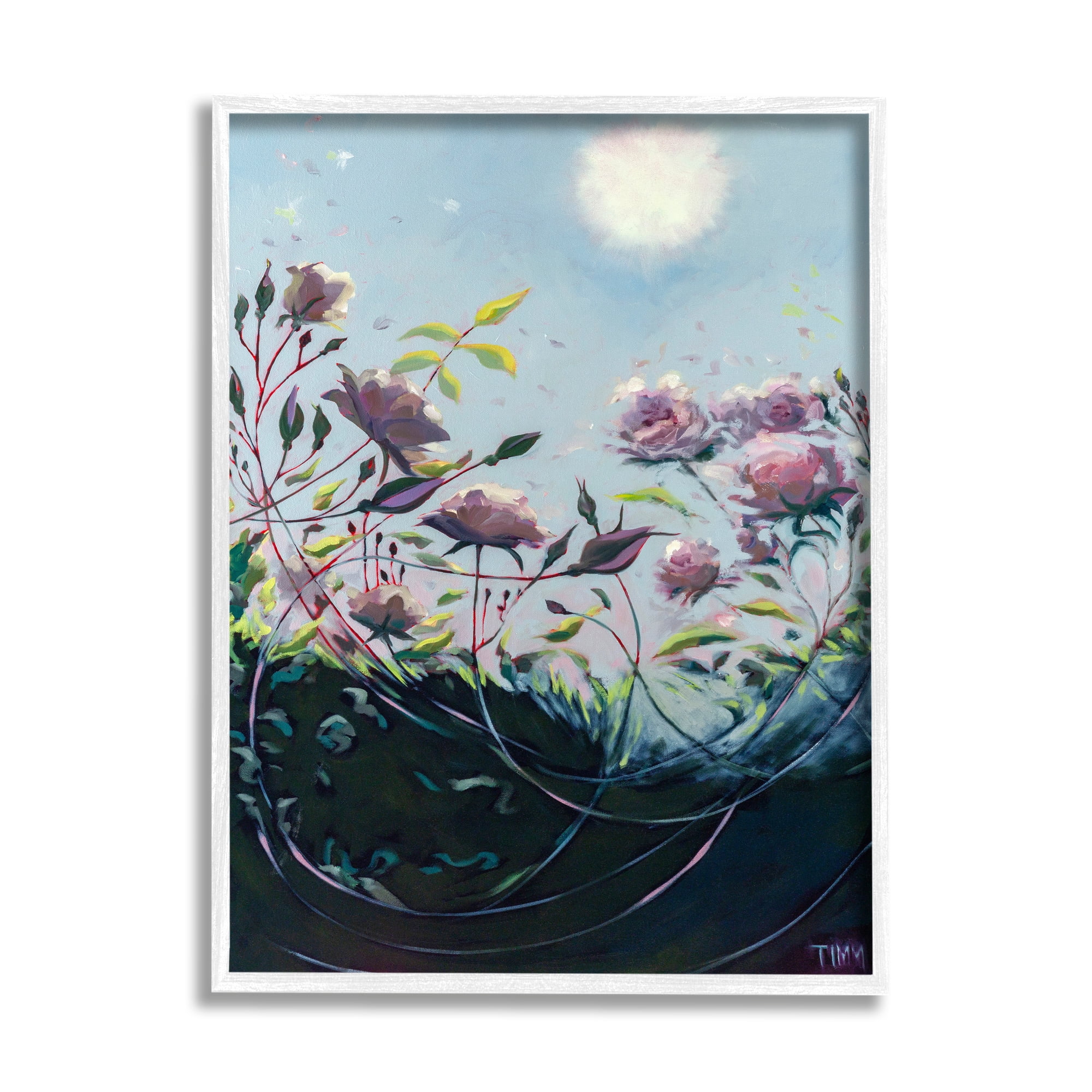 Stupell Industries Surreal Intertwining Flower Stems Modern Sky Landscape Painting White Framed Art Print Wall Art, Design by Lisa Timmerman