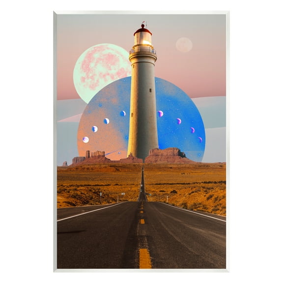 Stupell Industries Surreal Lighthouse in Desert Landscape Painting Unframed Art Print Wall Art, 10 x 15