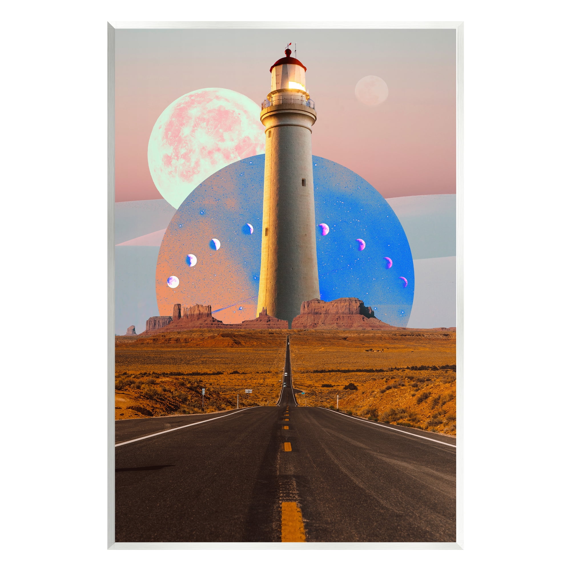 Stupell Industries Surreal Lighthouse in Desert Landscape Painting Unframed Art Print Wall Art, 13 x 19