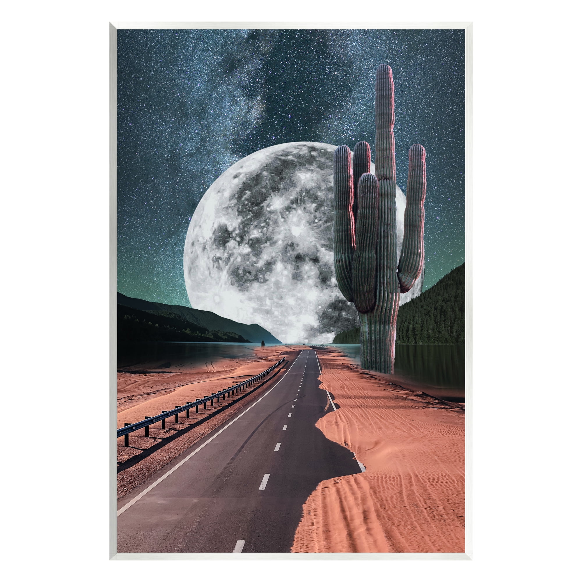 Stupell Industries Surreal Moon & Desert Highway Landscape Painting Unframed Art Print Wall Art, 10 x 15