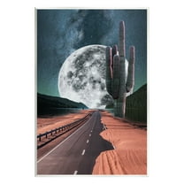 Stupell Industries Surreal Moon & Desert Highway Landscape Painting Unframed Art Print Wall Art, 10 x 15