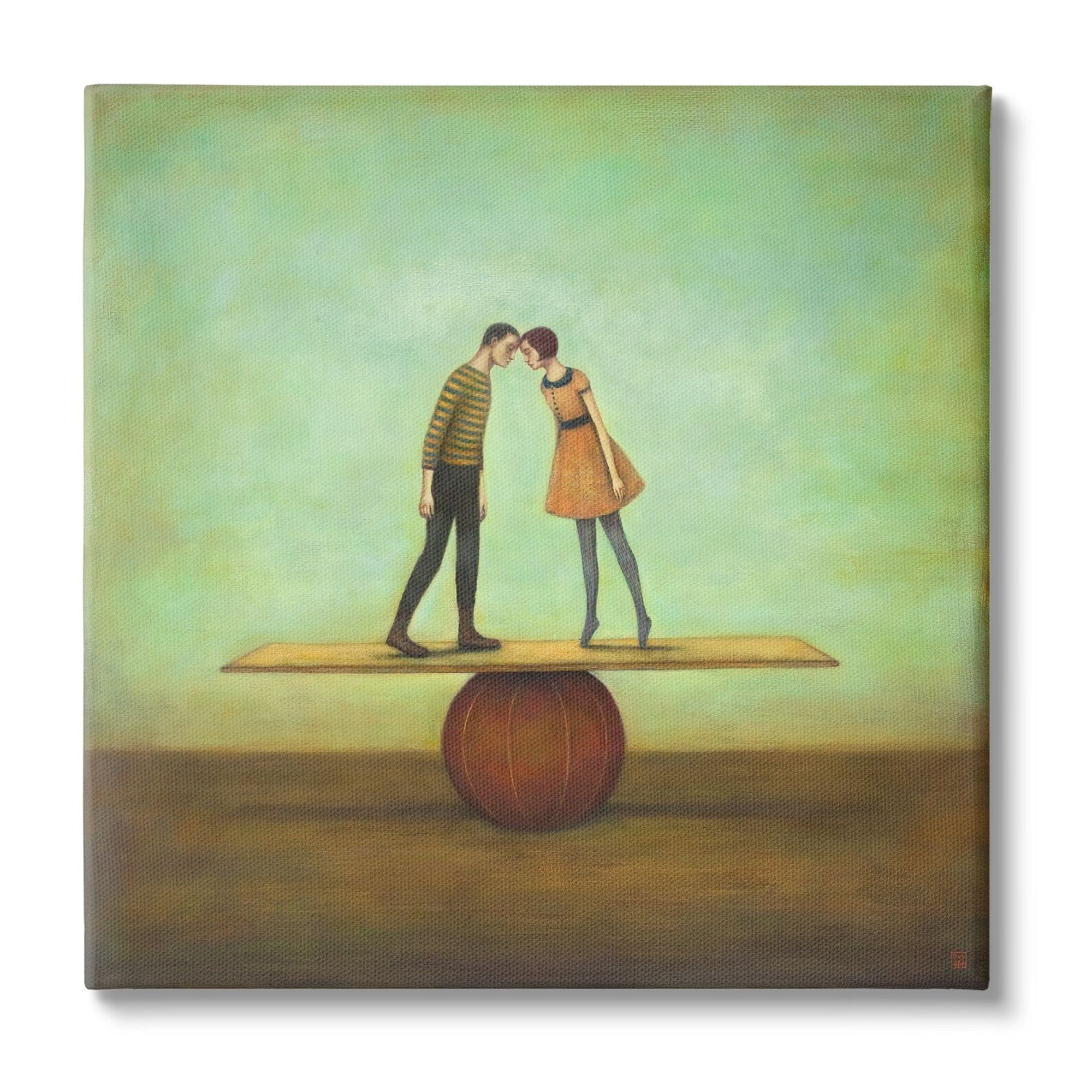 Stupell Industries Surreal People Balancing Red Ball Together Painting Canvas Wall Art, 24 x 24, Design by Duy Huynh