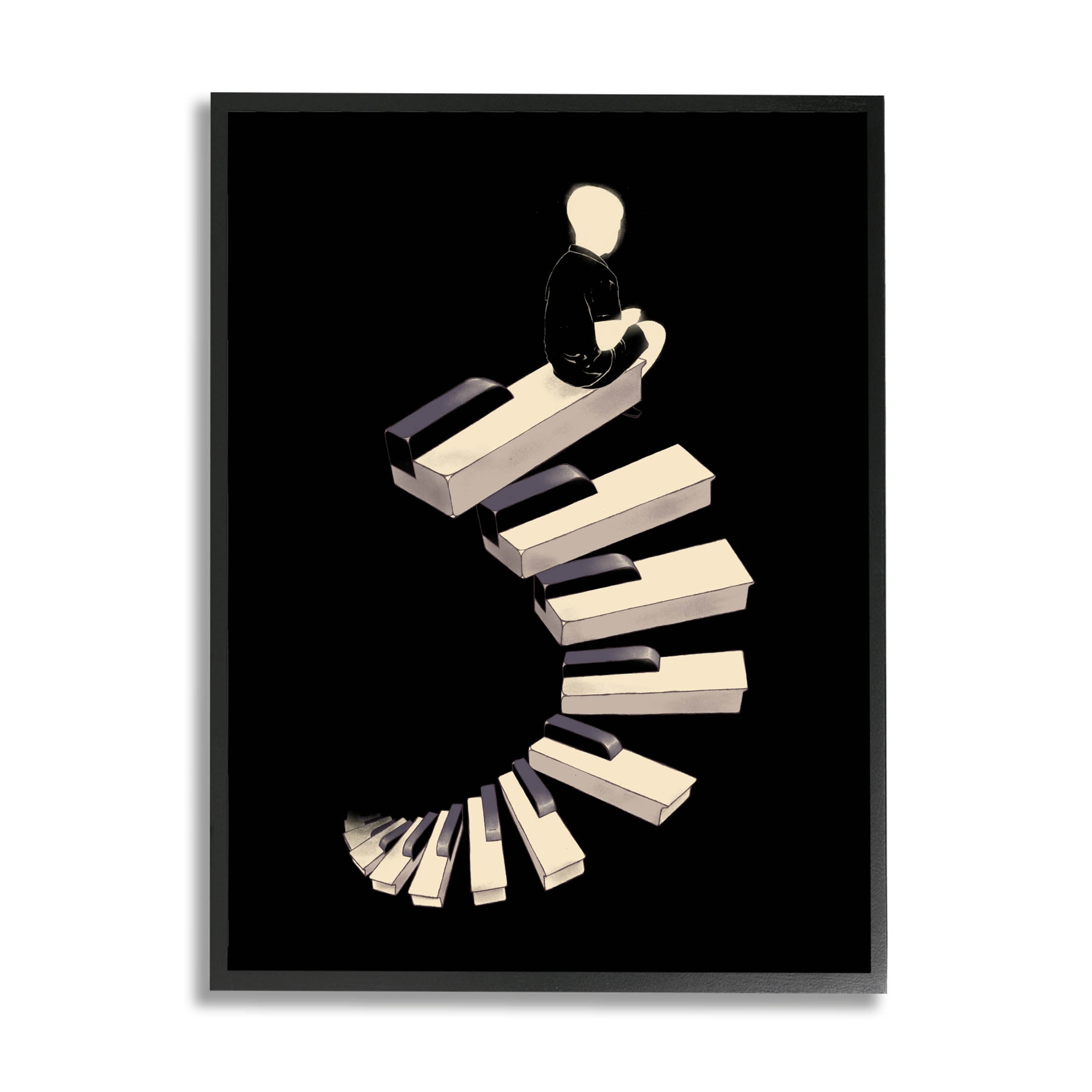 Stupell Industries Surreal Piano Keys Spiral Graphic Art Black Framed Art Print Wall Art, Design by Matheus Lopes Castro