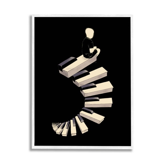 Stupell Industries Surreal Piano Keys Spiral Graphic Art White Framed Art Print Wall Art, Design by Matheus Lopes Castro