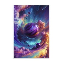 Stupell Industries Surreal Planets with Chromatic Clouds Outer Space Painting Unframed Art Print Wall Art, 10 x 15
