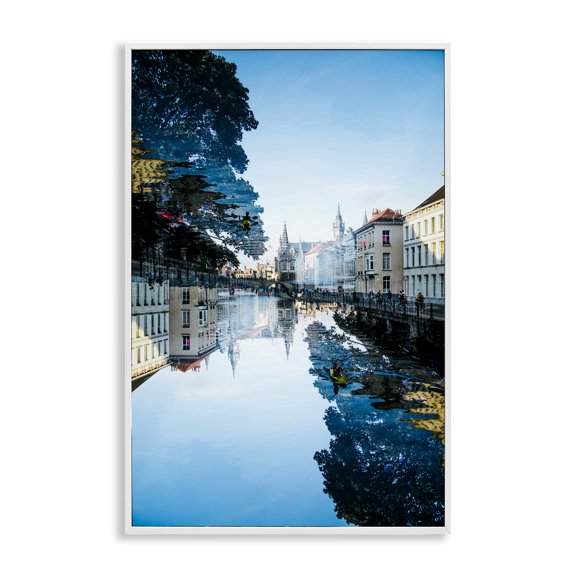 Stupell Industries Surreal Reflection of Canal White Framed Giclee Art design by Robin Vandenabeele, 24 x 16