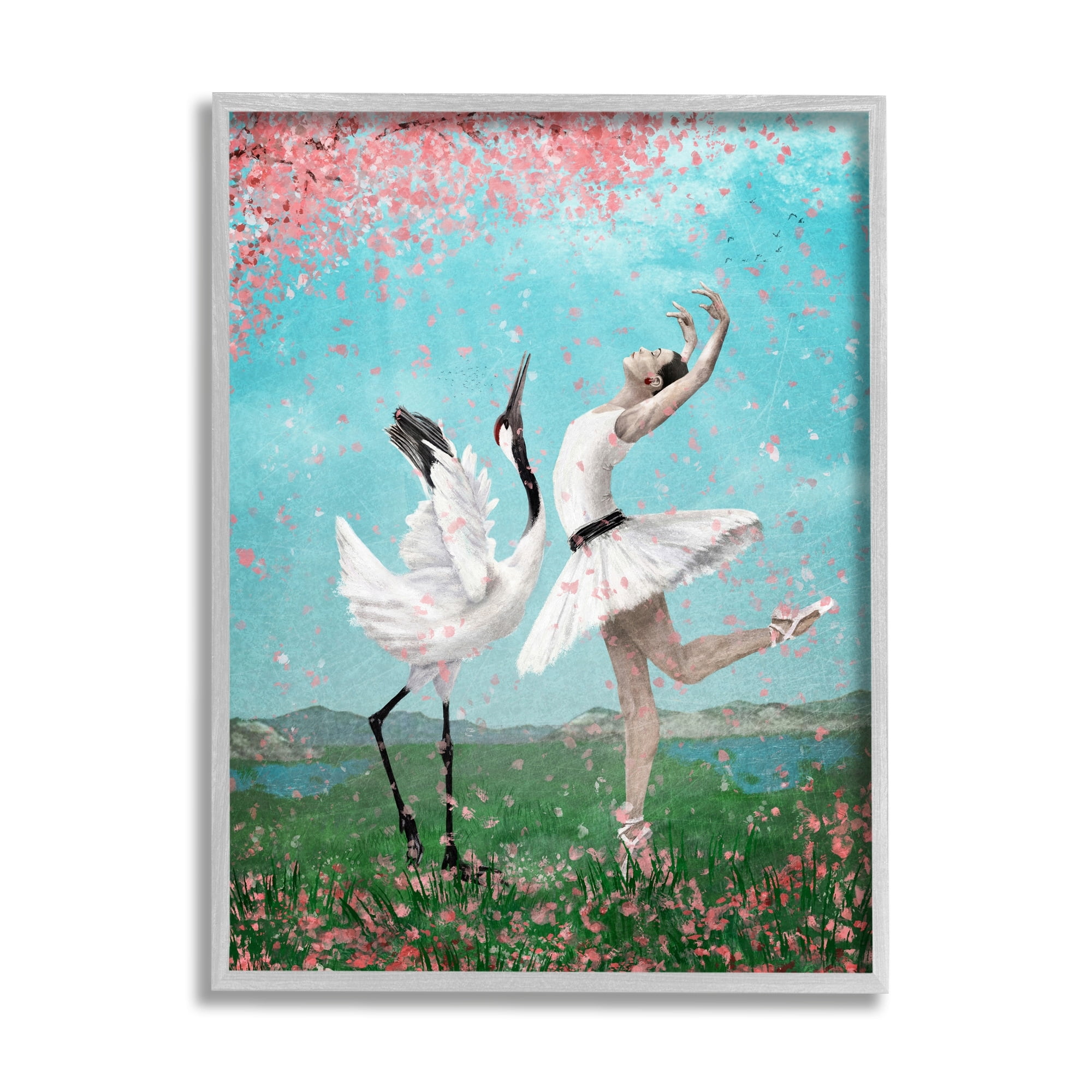 Stupell Industries Surreal Swan Ballet Lake Cherry Blossoms Dance Ballet,16 x 20, Design by Paula Belle Flores