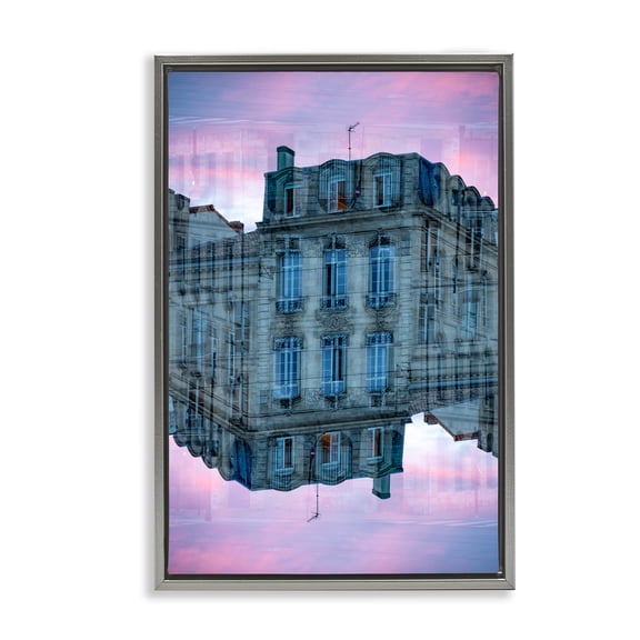 Stupell Industries Surreal Symmetry Building Facade Gray Framed Floater Canvas Wall Art design by Robin Vandenabeele, 31 x 21