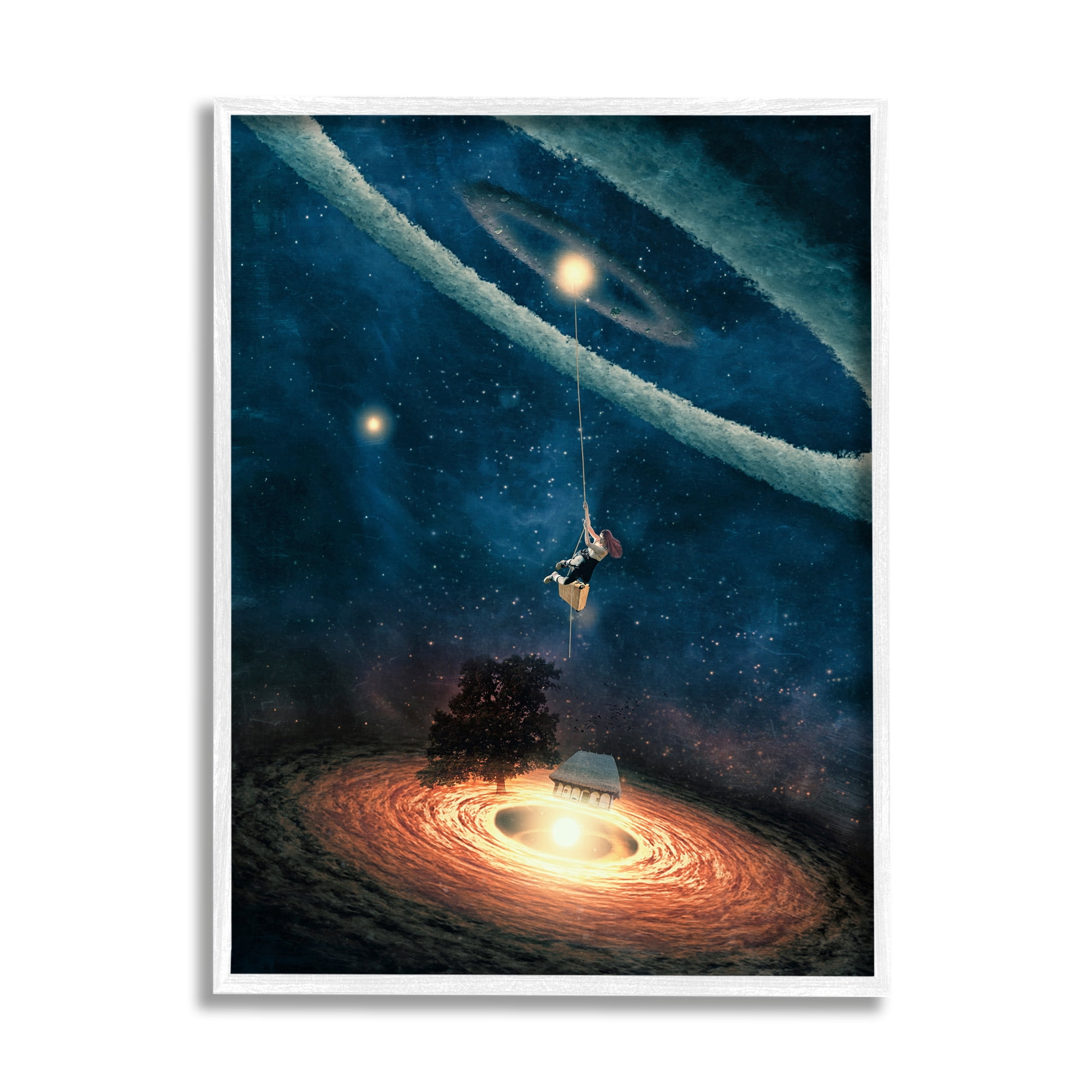 Stupell Industries Surreal Tree Person Outer Space Glowing Nebula Stars Framed Wall Art, 16 x 20, Design by Paula Belle Flores
