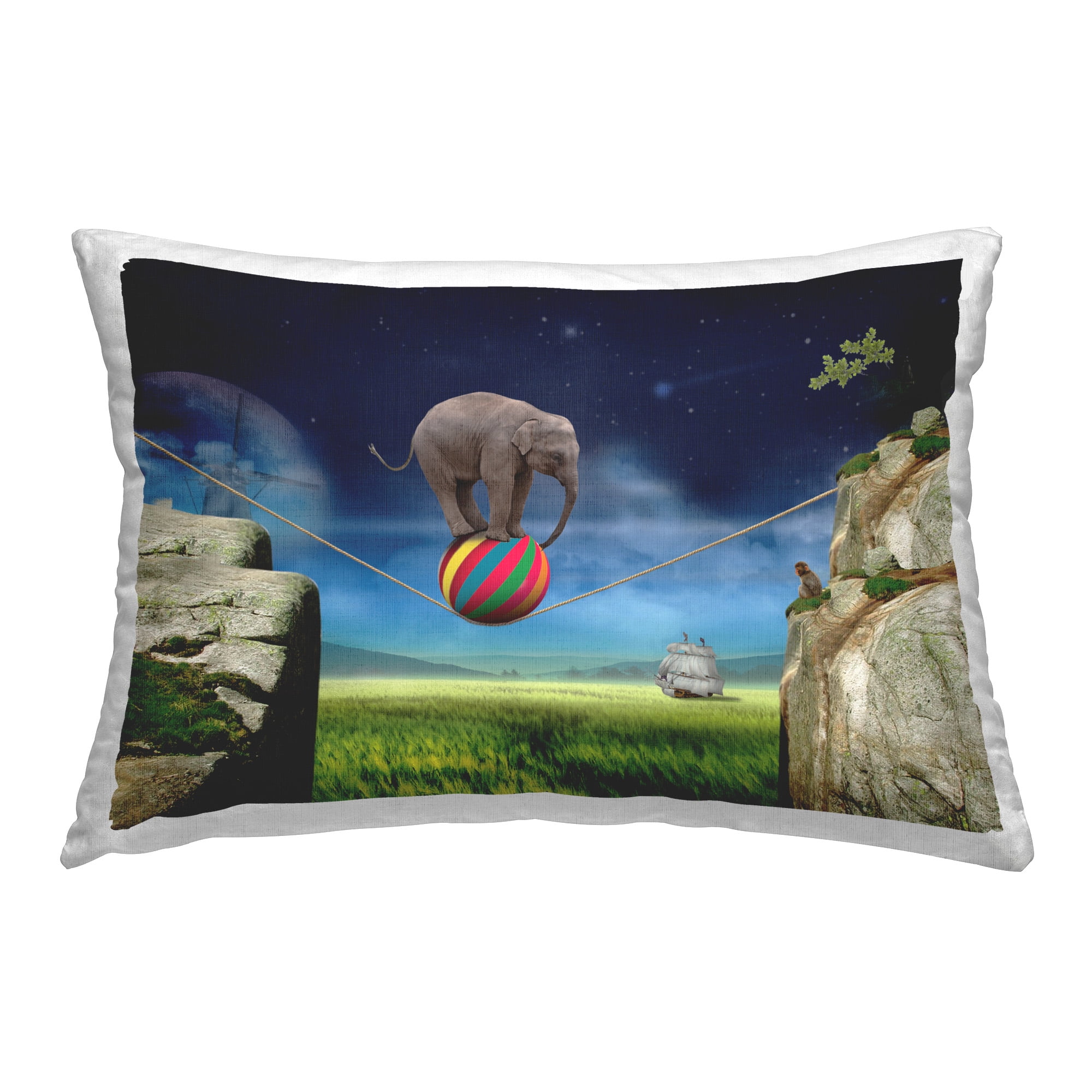 Stupell Industries Surrealist Balancing Elephant Decorative Printed Throw Pillow Design by Noble Works