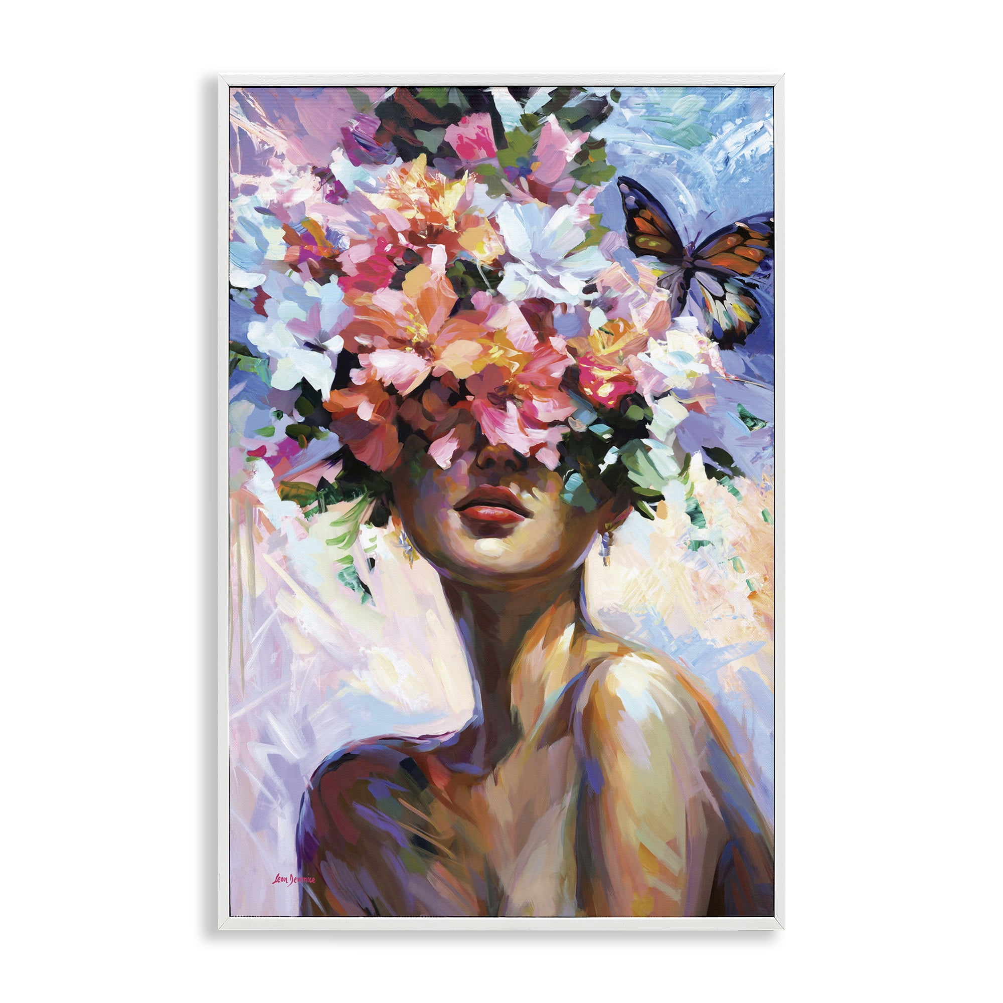 Stupell Industries Surrounded By Florals Plants & Flowers Painting White Framed Art Print Wall Art, 16 x 24