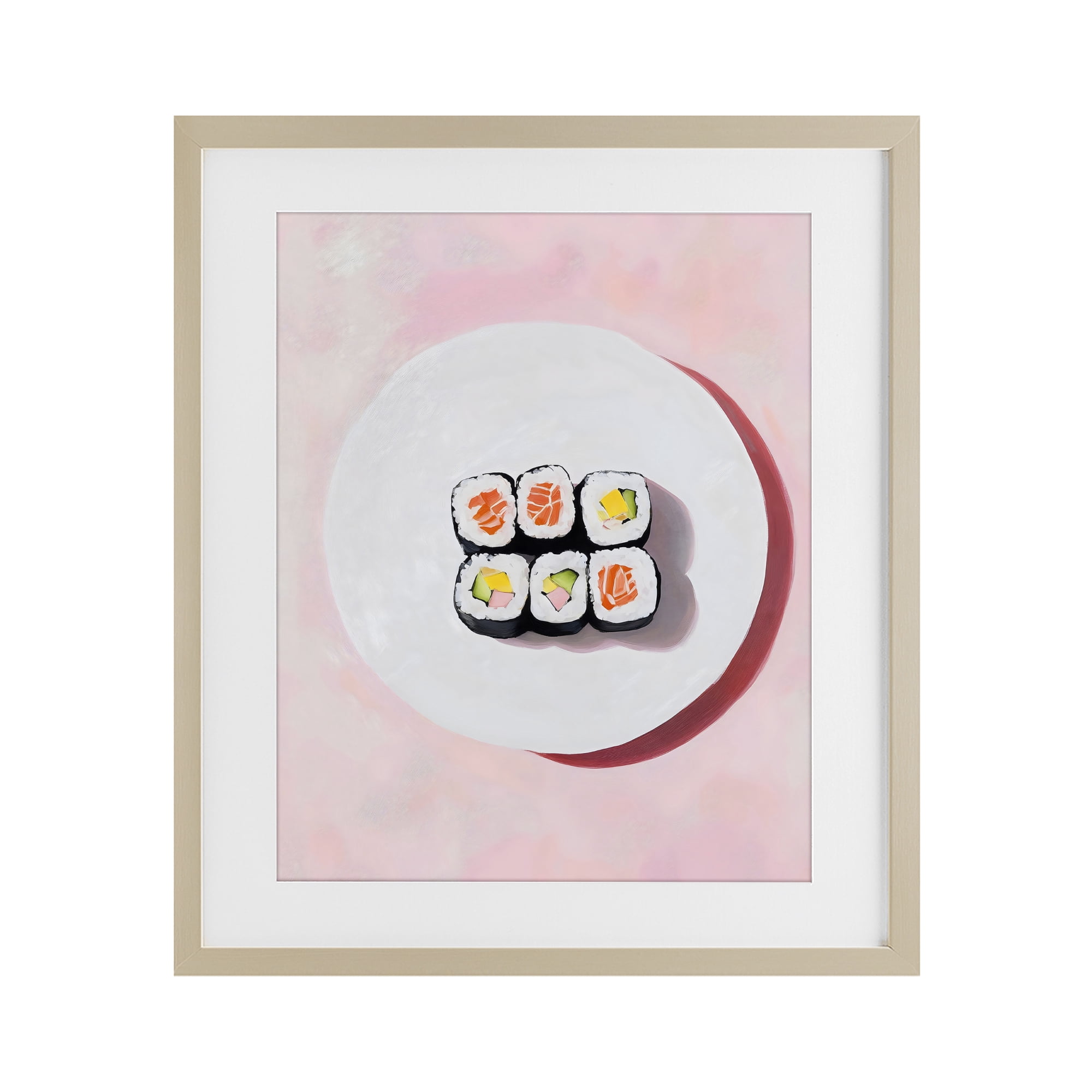 Stupell Industries Sushi Rolls on Plate Birch Framed Print Under Glass, design by The Prints Vibe