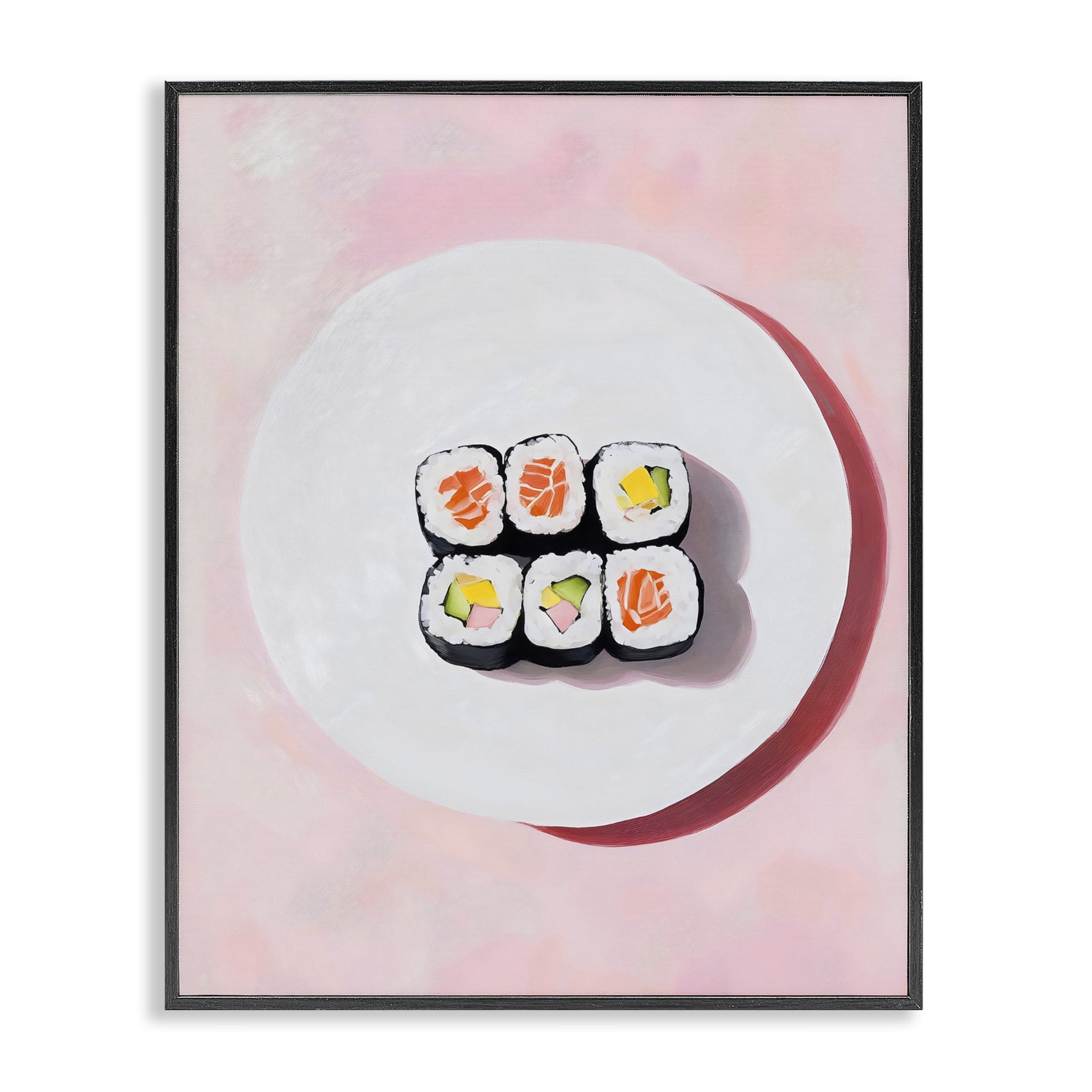 Stupell Industries Sushi Rolls on Plate Black Framed Giclee Art, design by The Prints Vibe