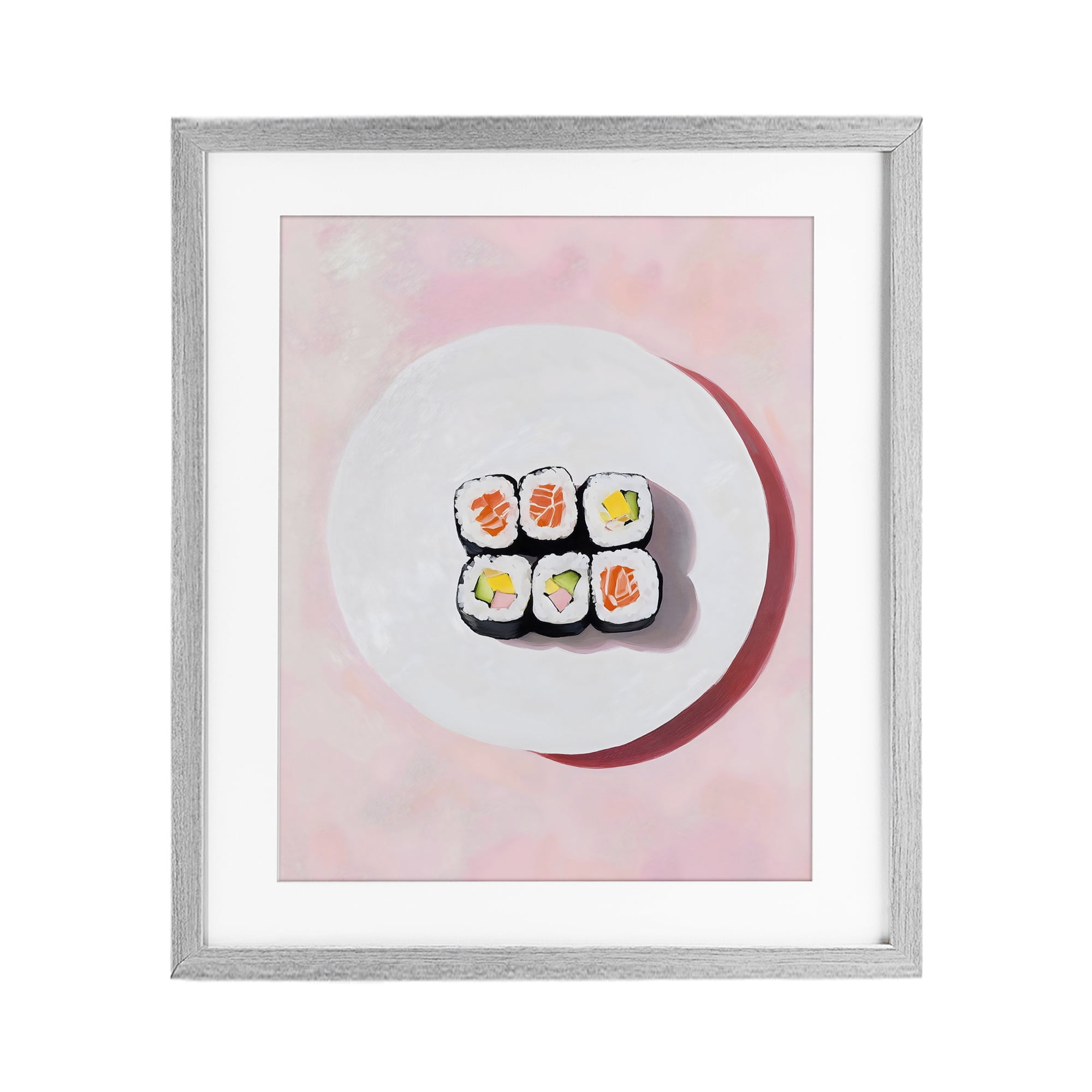 Stupell Industries Sushi Rolls on Plate Gray Framed Print Under Glass, design by The Prints Vibe