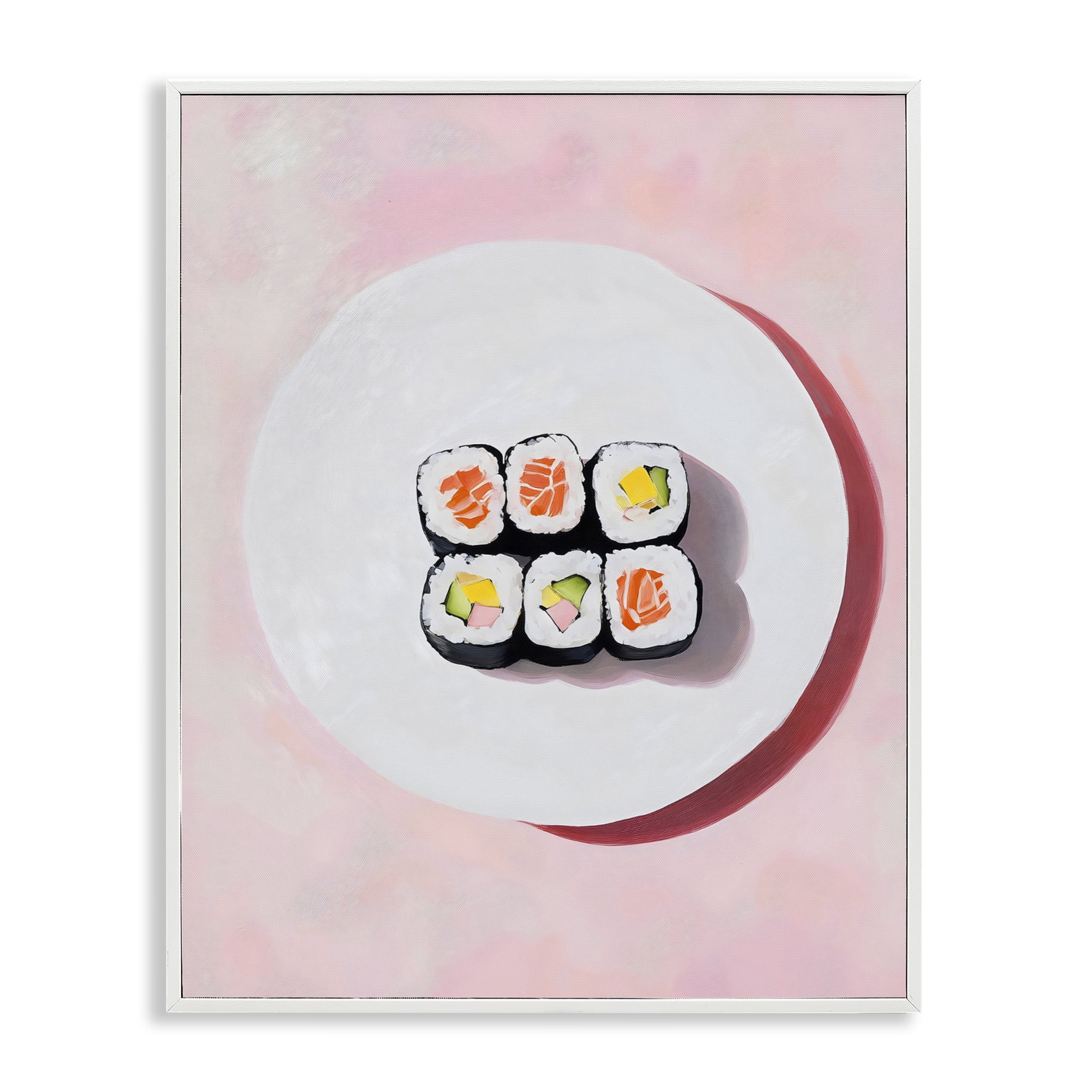 Stupell Industries Sushi Rolls on Plate White Framed Giclee Art, design by The Prints Vibe